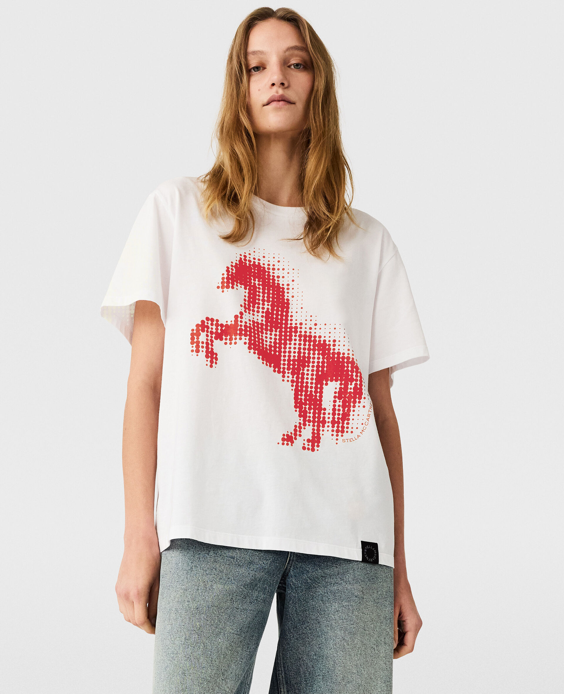 Airbrushed Horse Graphic T-Shirt-Weiß-medium