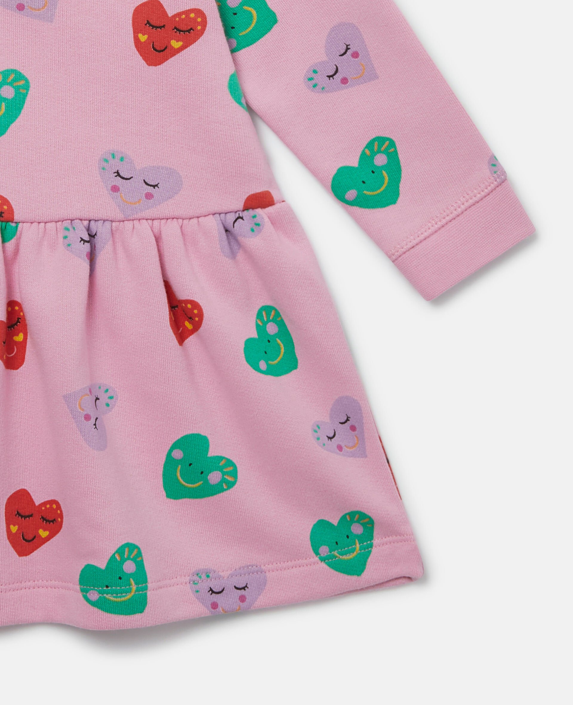 Smiling Heart Print Skater Dress-Pink-large Smiling Heart Print Skater Dress-Pink-large image number 3