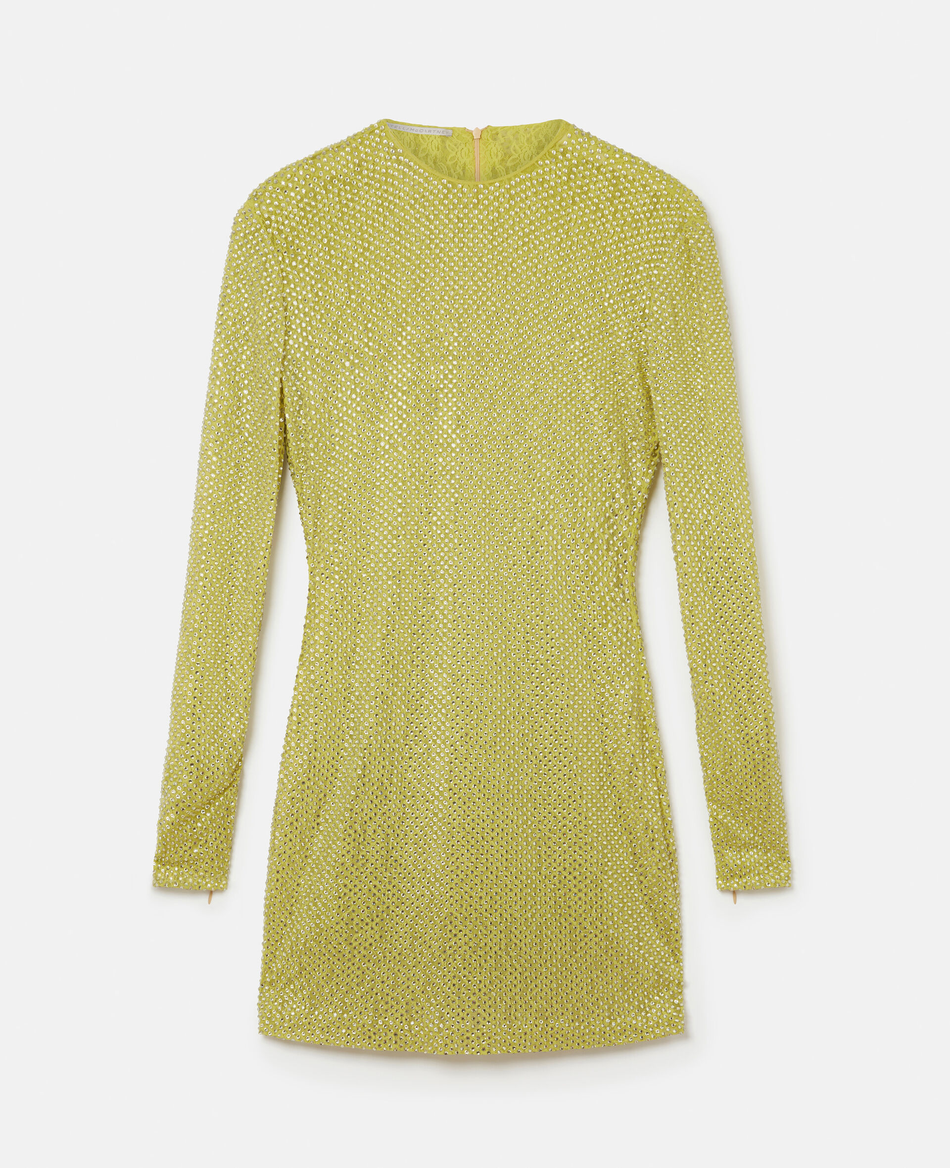 Crystal Lace Long-Sleeved Mini Dress-Green-large image number 0