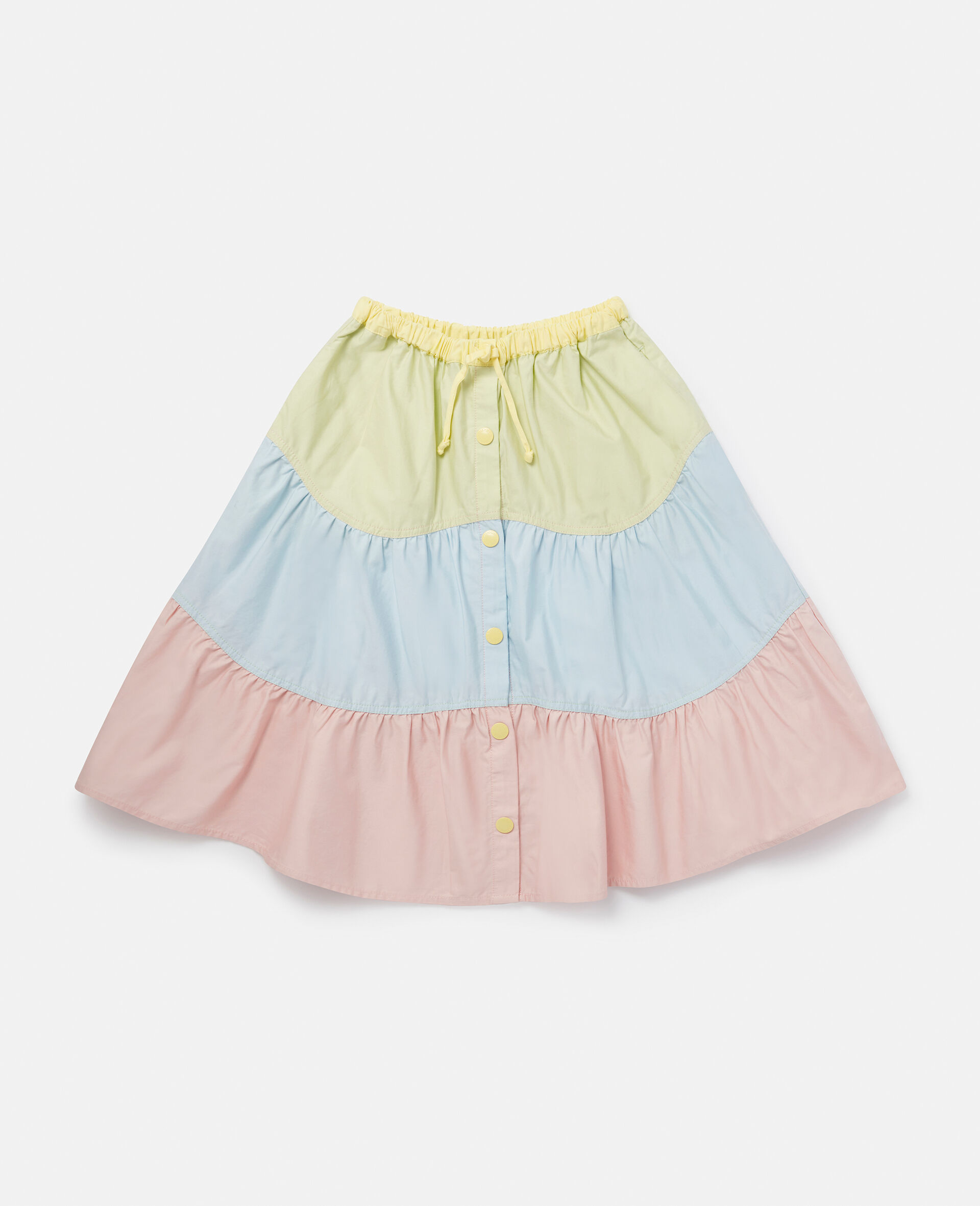 Pastel Wave Print Midi Skirt-Multicolour-large