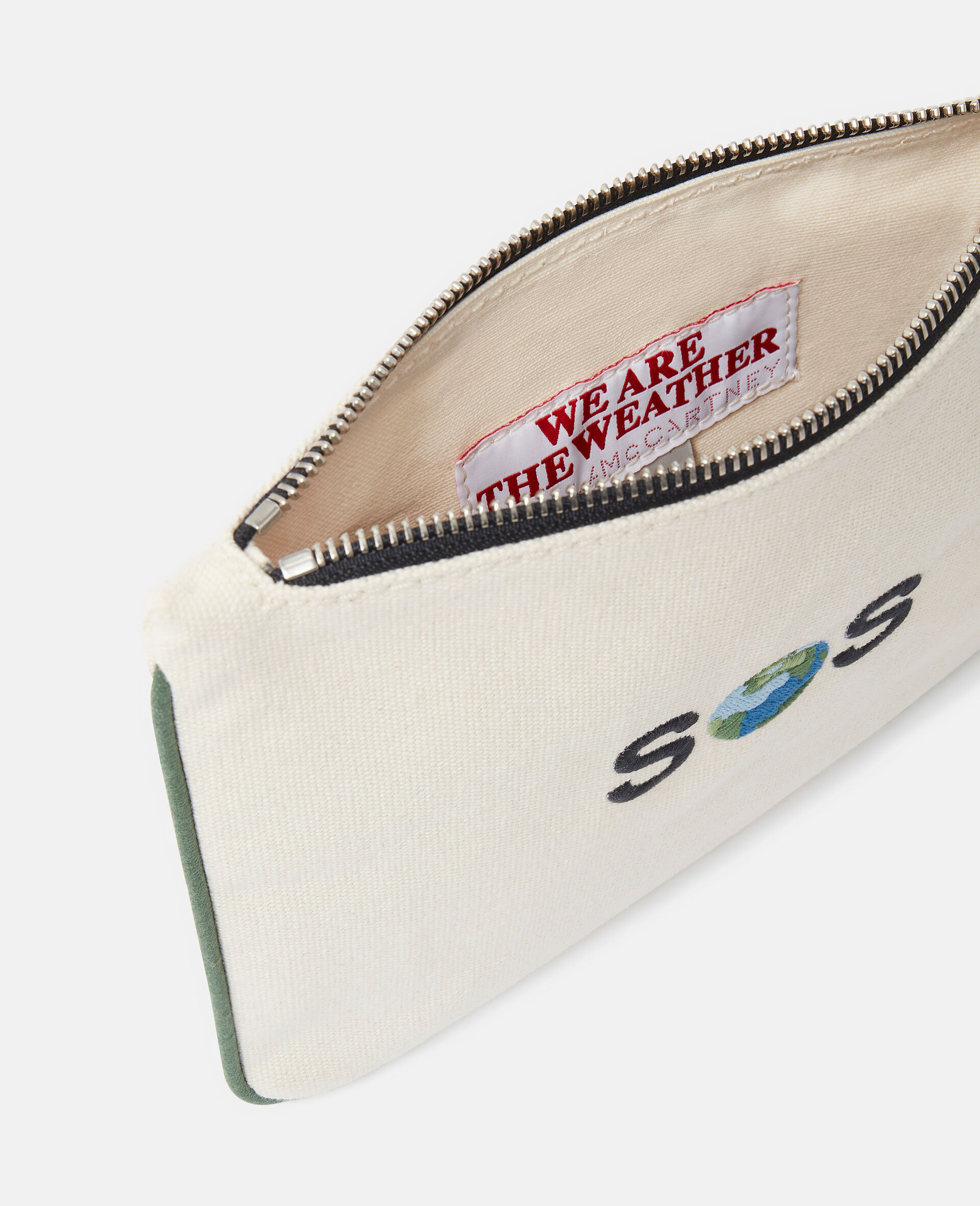 SOS Embroidered Zip Cardholder-白色-large image number 2
