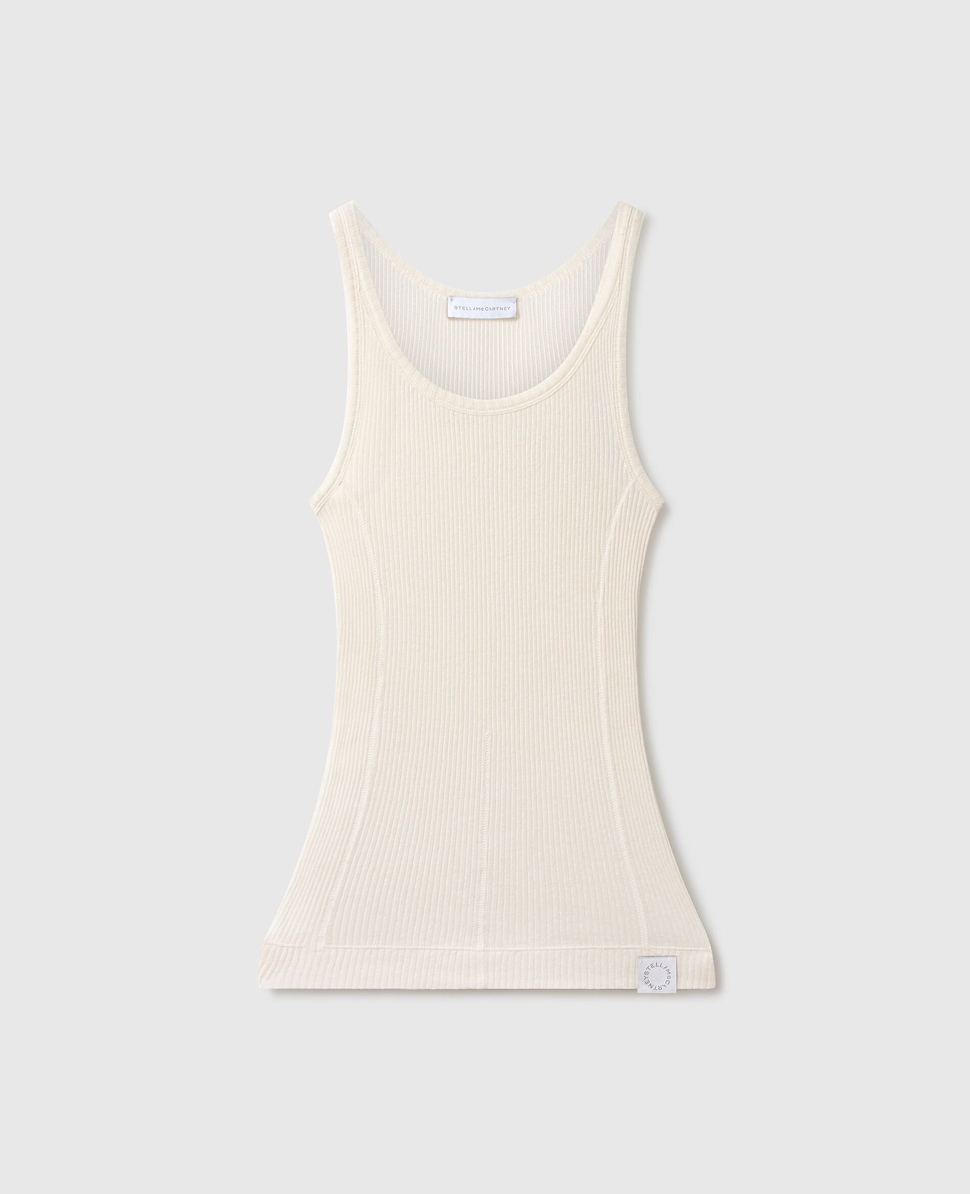 Sheer Ribbed Kelsun&trade; Tank Top-Beige-medium