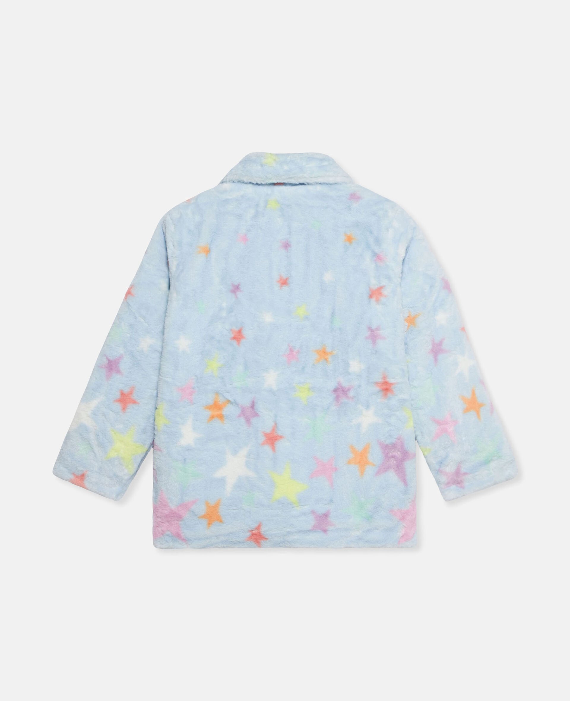 Star Print Fluffy Collared Jacket-Multicolour-large Star Print Fluffy Collared Jacket-Multicolour-large image number 1