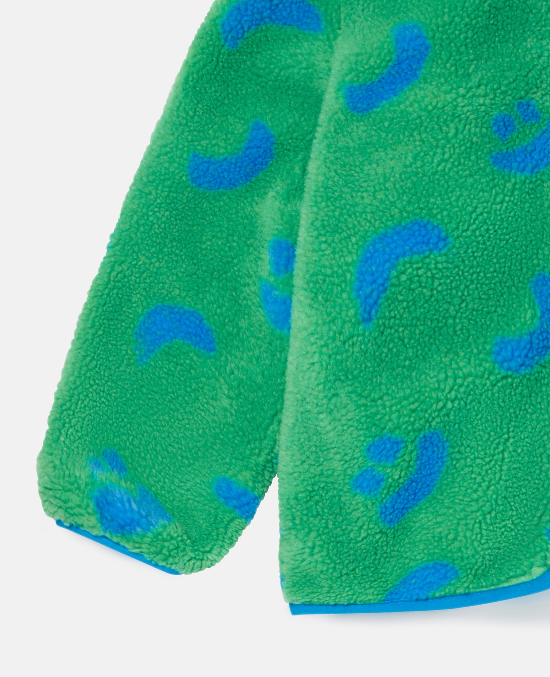 Smile Print Teddy Fleece Jacket-Green-large image number 1
