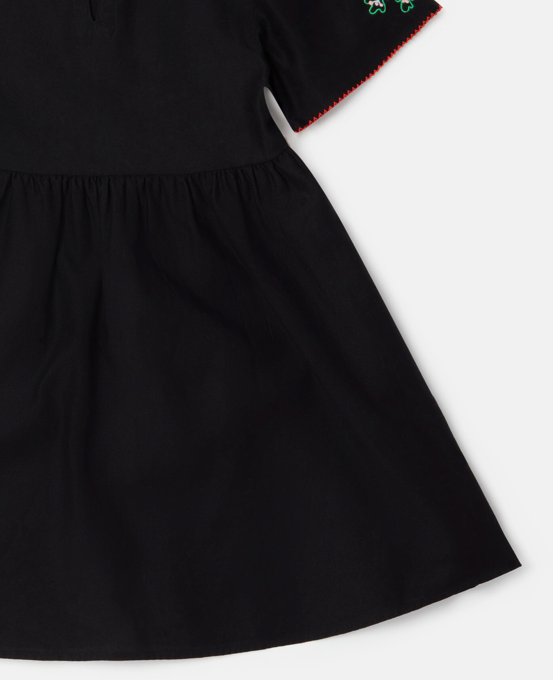 Folk Flower Embroidery Dress-Black-large image number 3