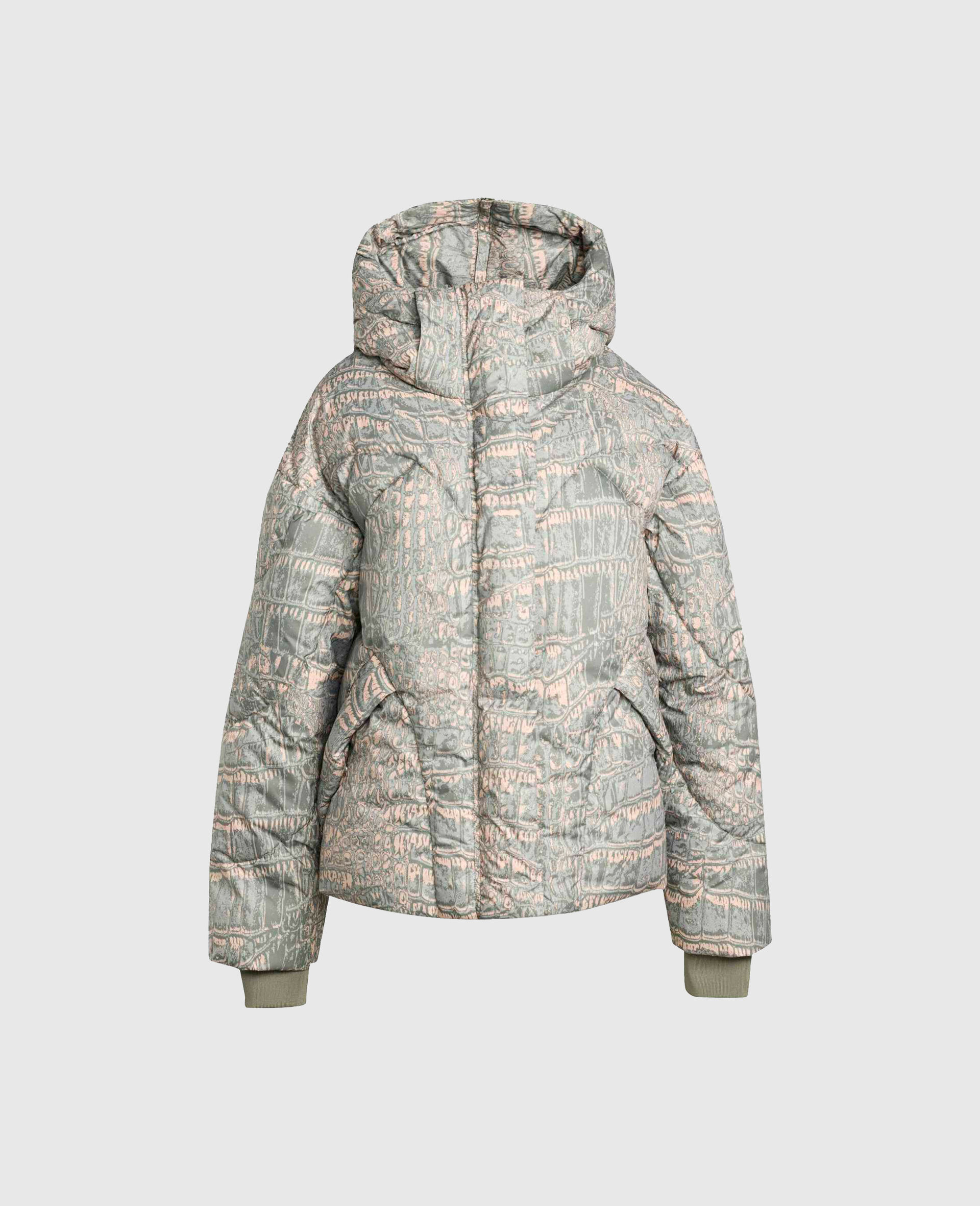 TrueNature Graphic Print Padded Hooded Jacket-Beige-large image number 0