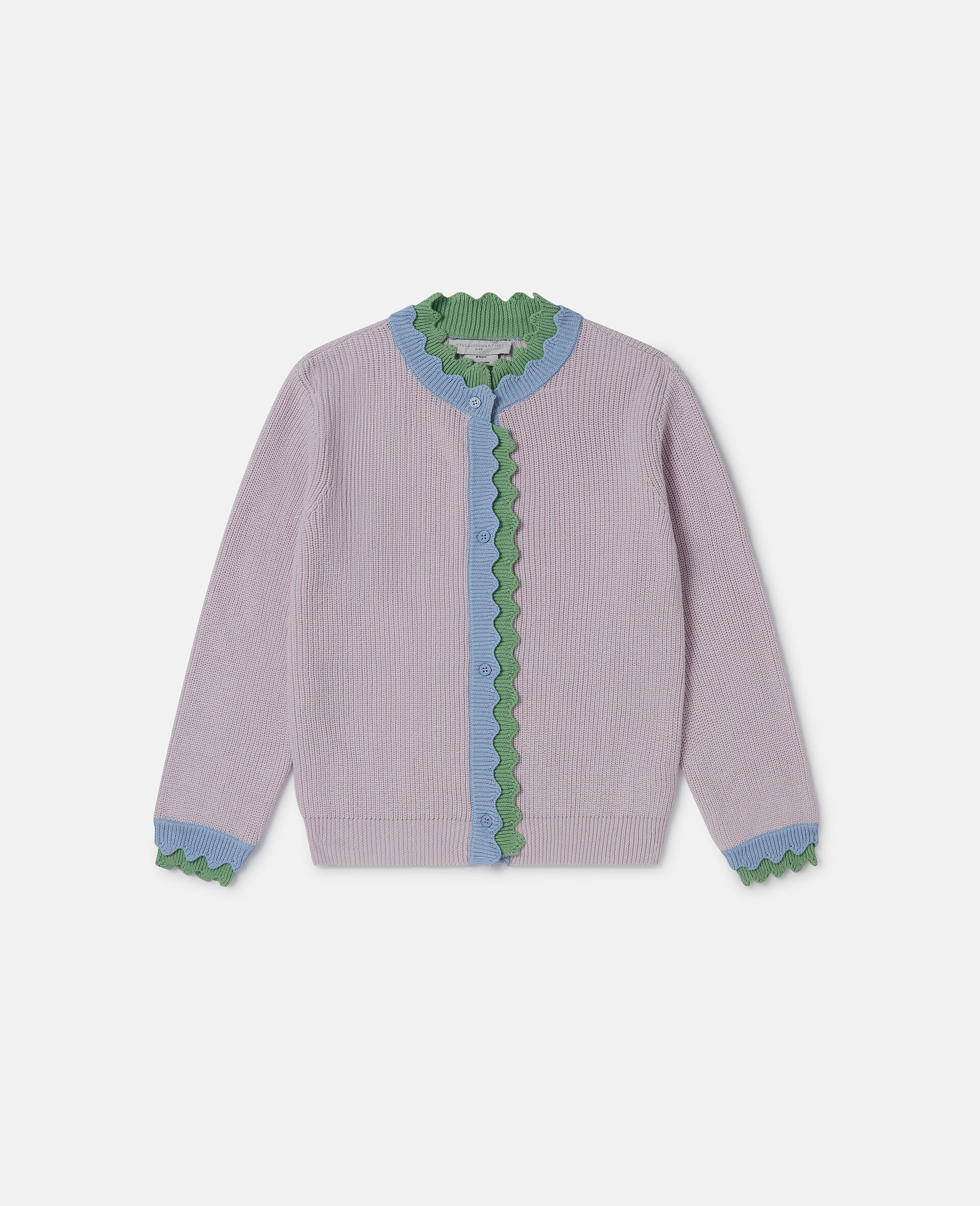 Scalloped Trim Cardigan-Purple-large image number 0