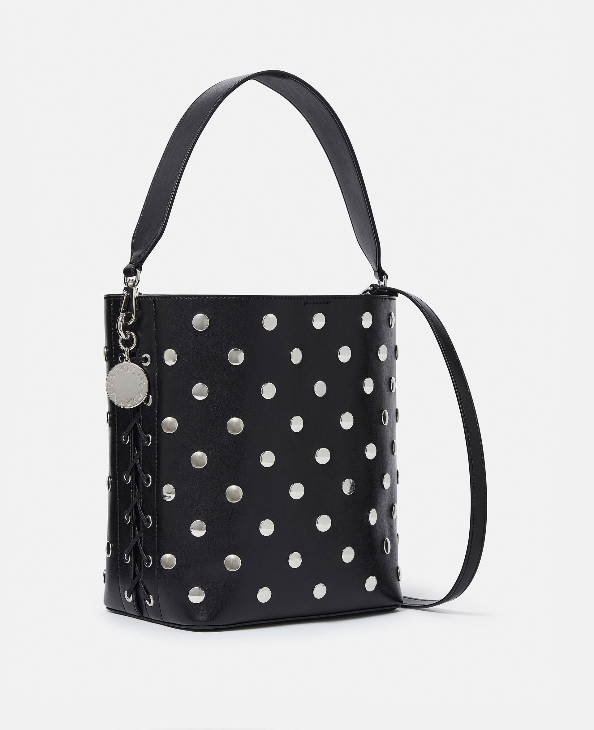 Frayme Studded Large Bucket Bag-Black-large image number 2