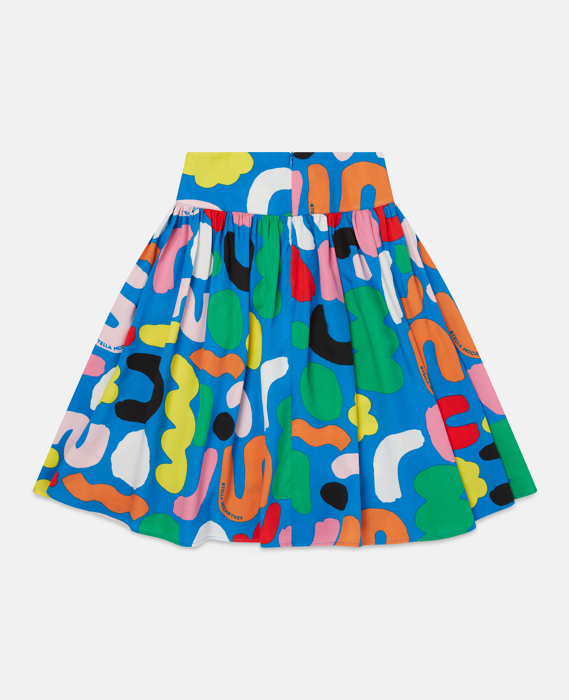 Abstract Shape Print Maxi Twill Skirt-Blue-large image number 1