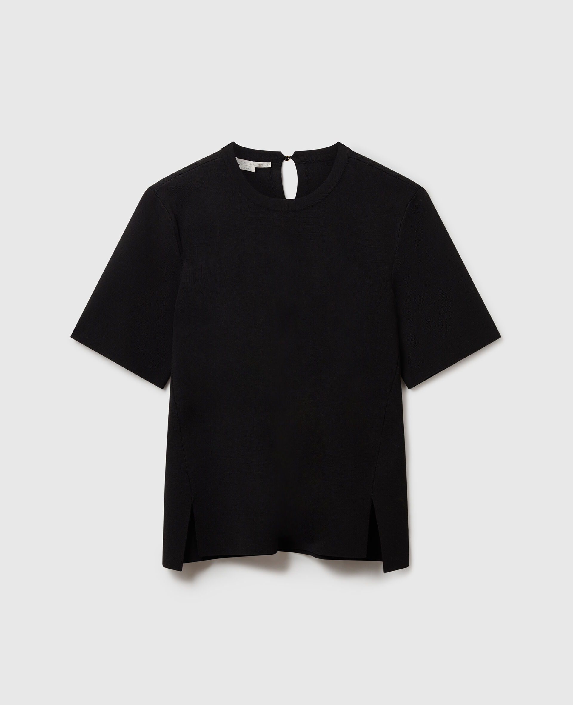 Compact Knit Short-Sleeve T-Shirt-Cream-large image number 0