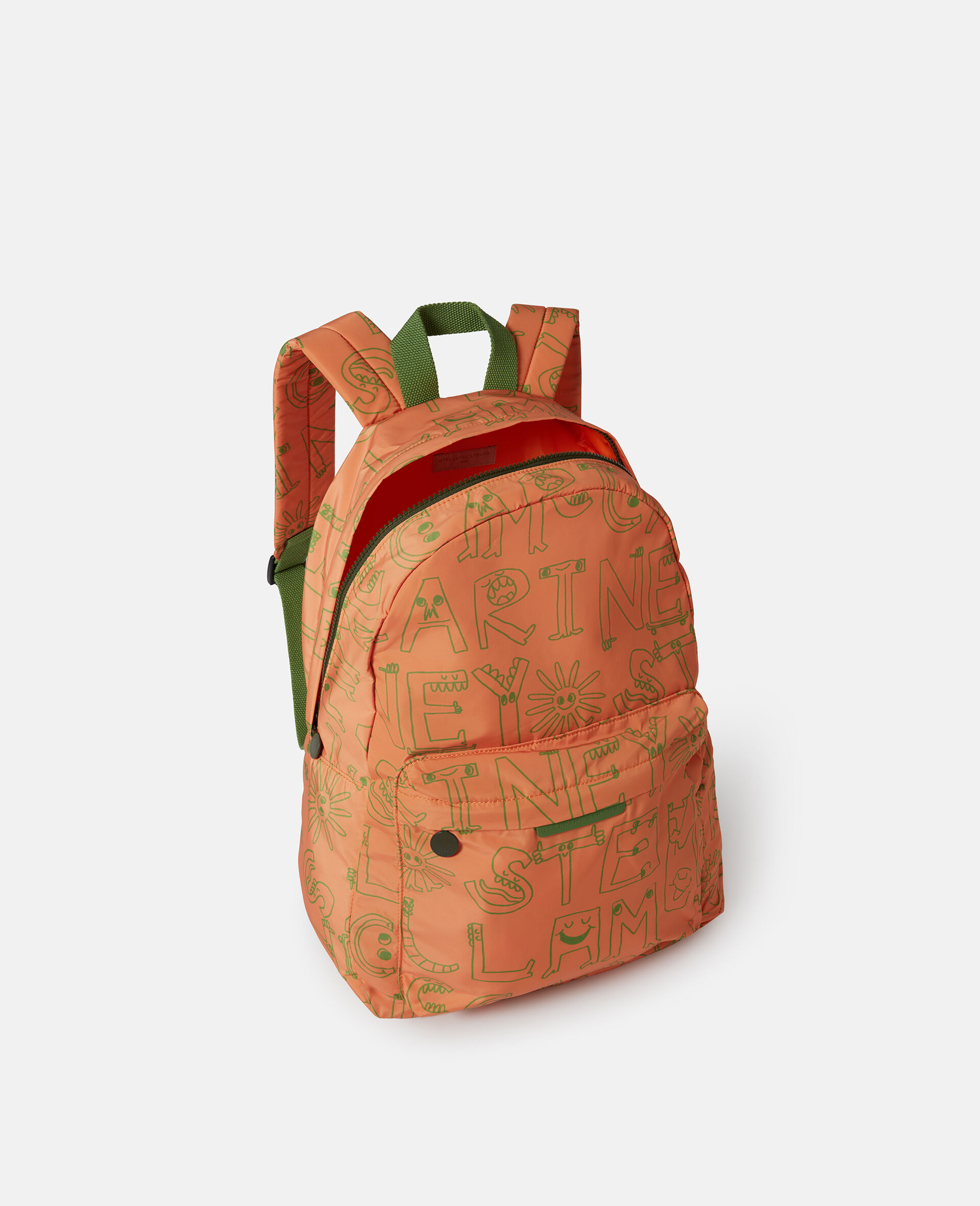 Lettering Print Backpack-Orange-large image number 3