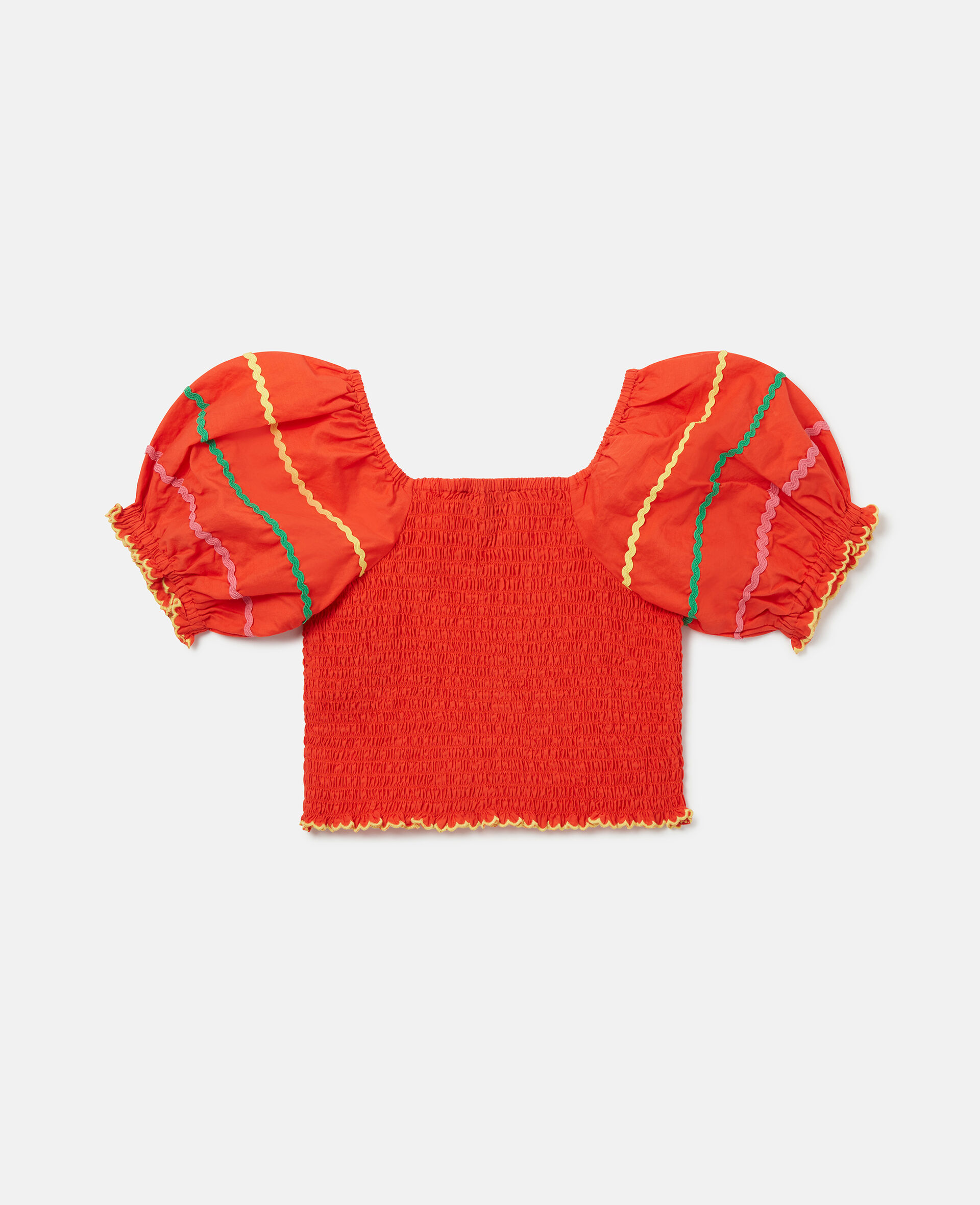 Squiggle Line Embroidery Crop Top-Red-large image number 2