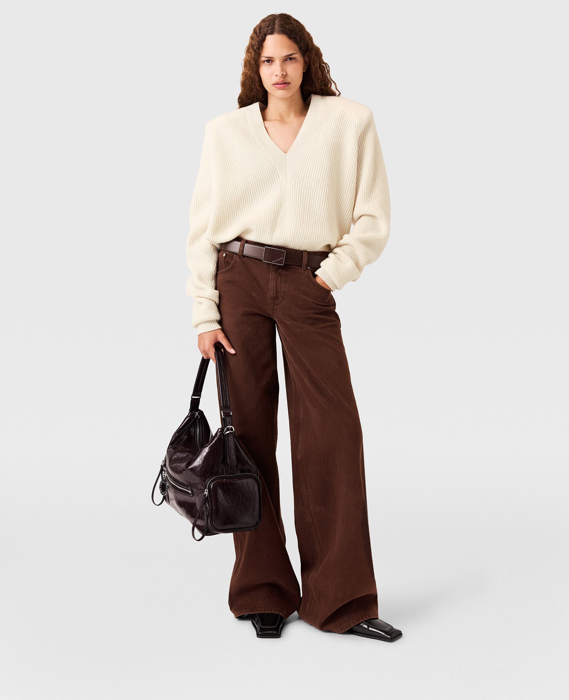 Long-Sleeve V-Neck Sweater-White-large Long-Sleeve V-Neck Sweater-White-large image number 6