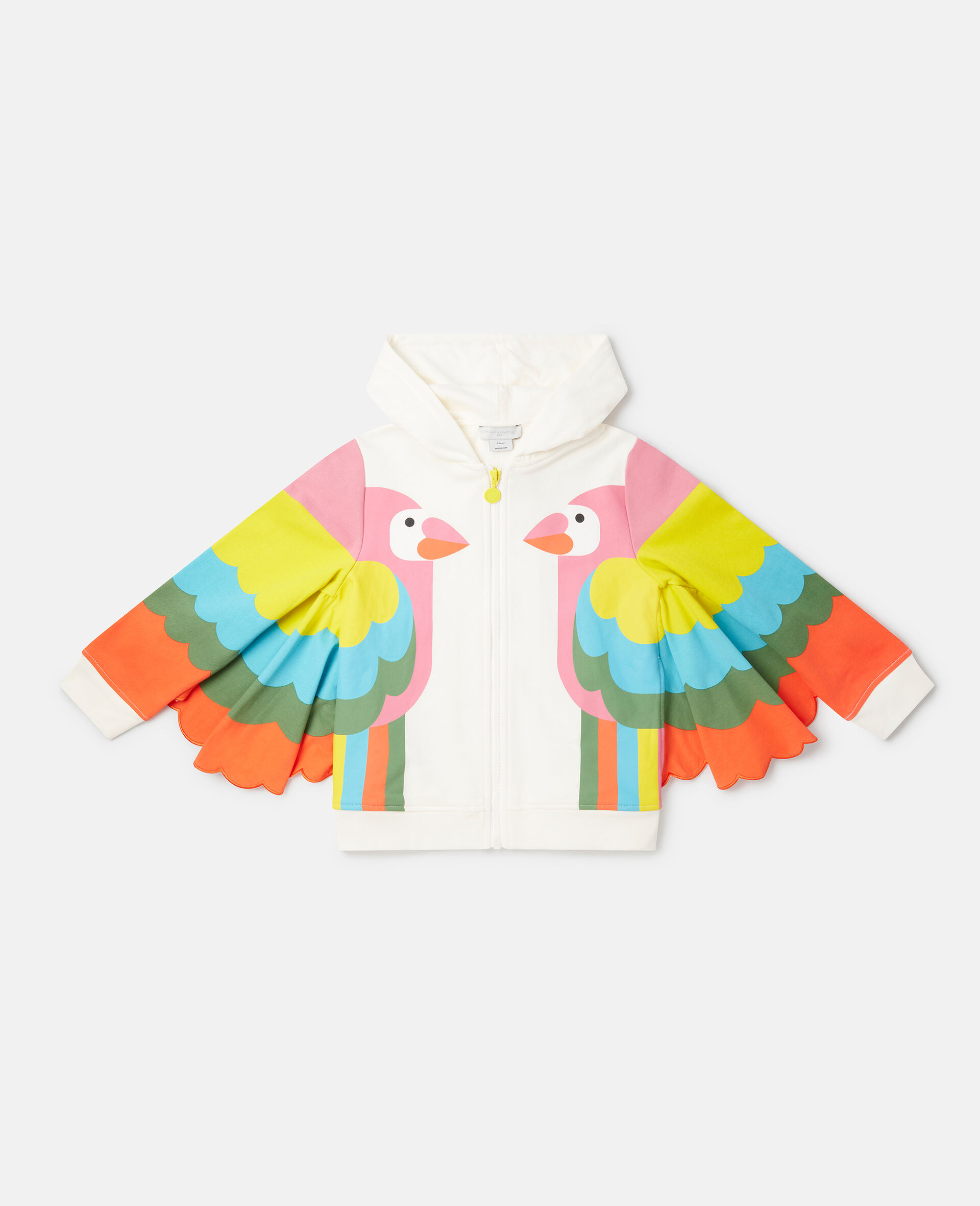 Parrot Embroidery Hoodie with Wings-White-large image number 0