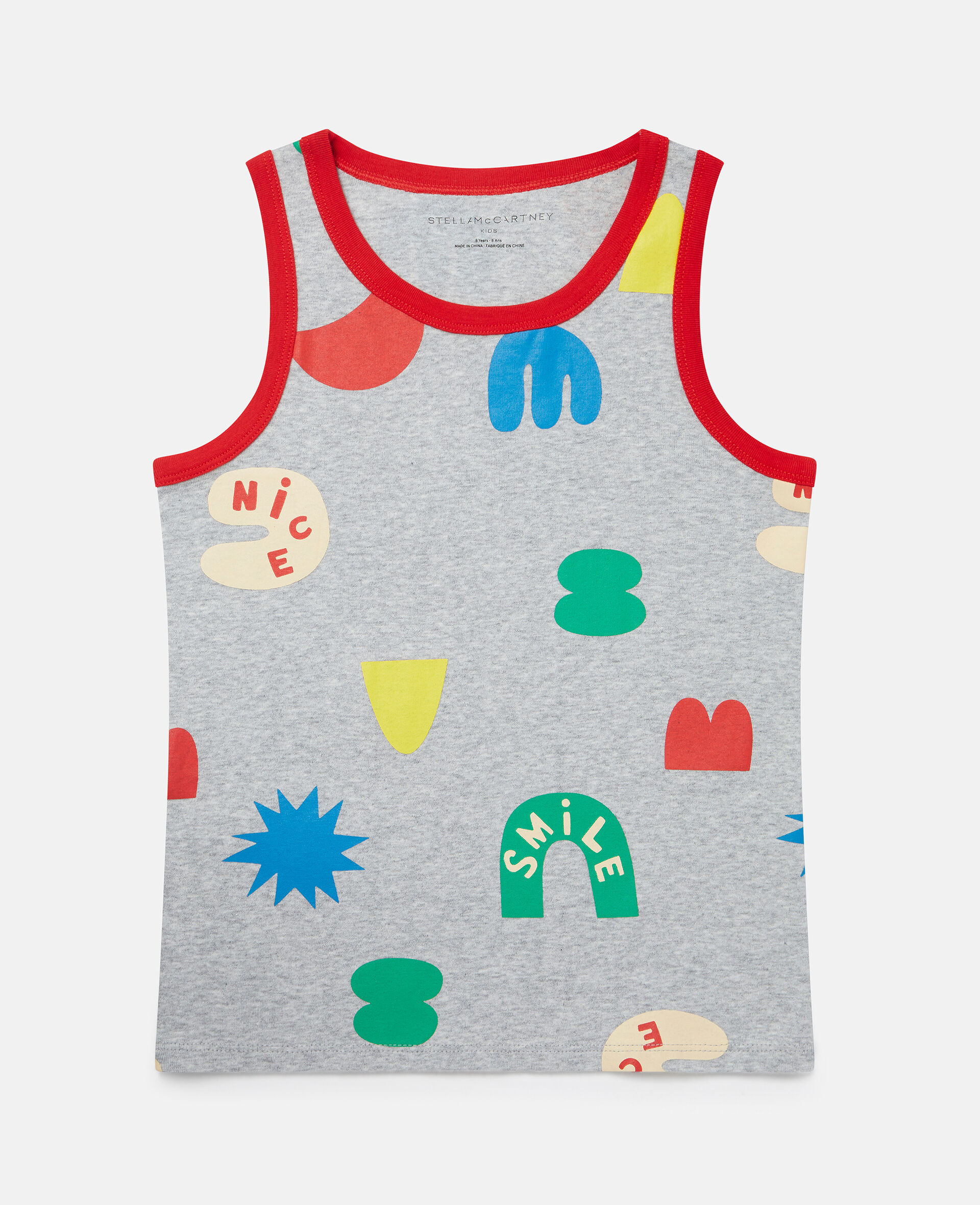 Smile Shape Print Cotton Jersey Vest Set-Multicoloured-large image number 1