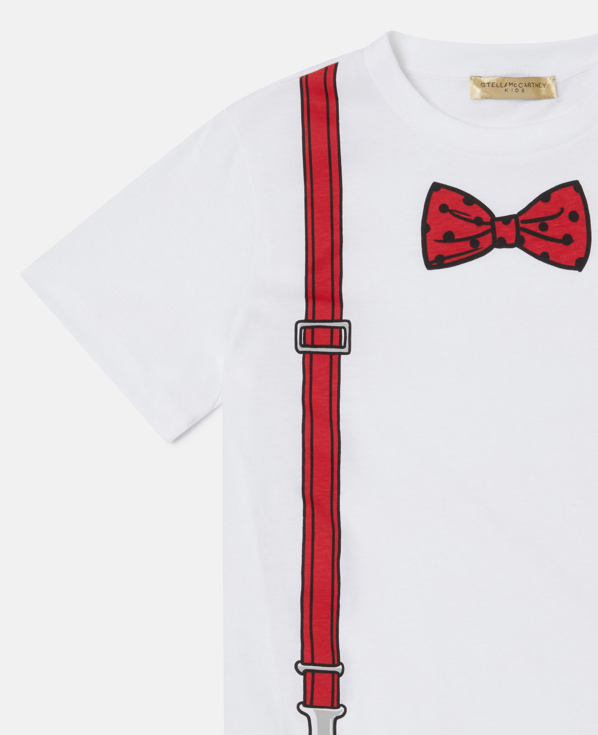 Bow Tie and Suspender Print T-Shirt-White-large image number 1