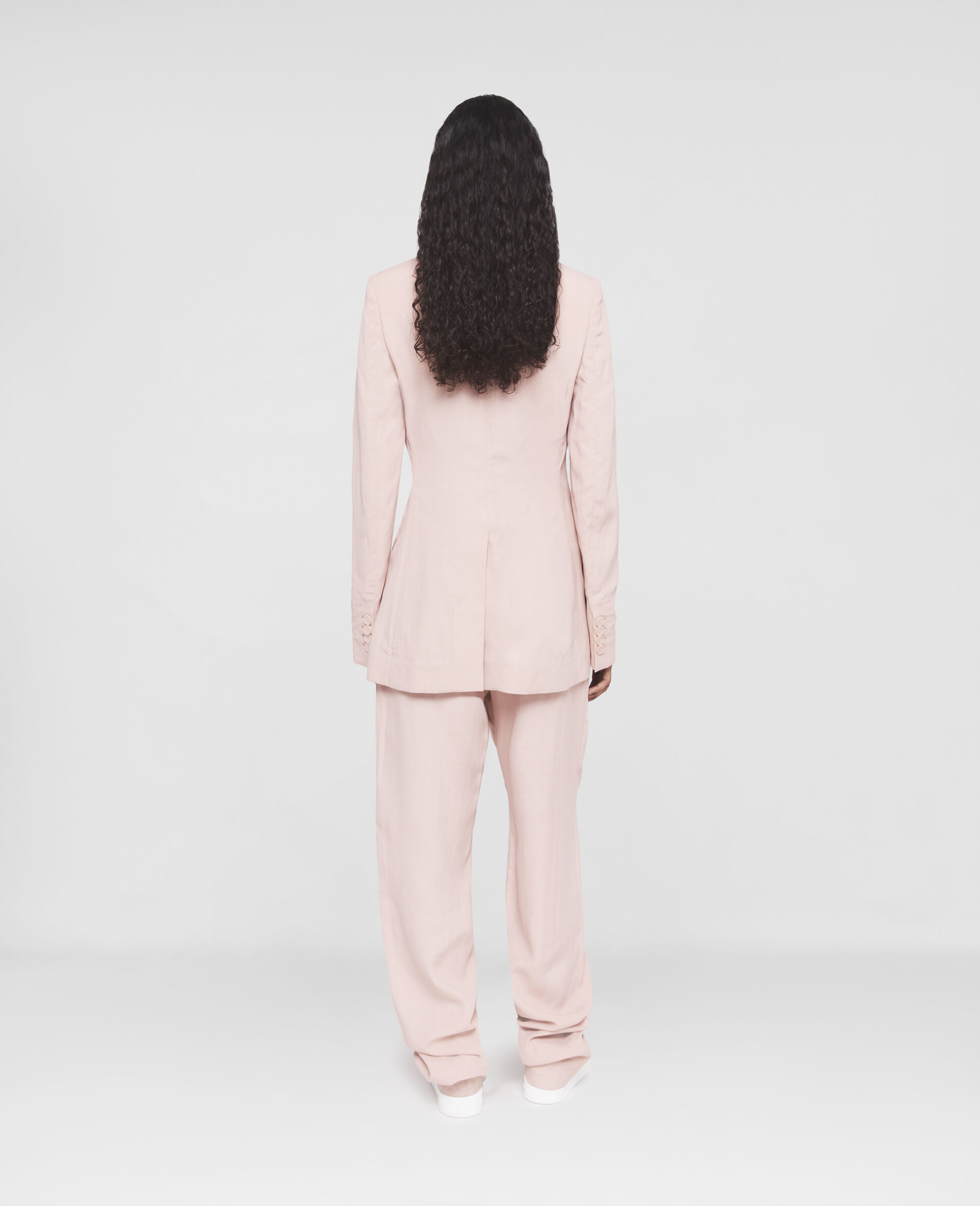 Fluid Linen Pleat Front Straight Leg Trousers-Pink-large image number 2