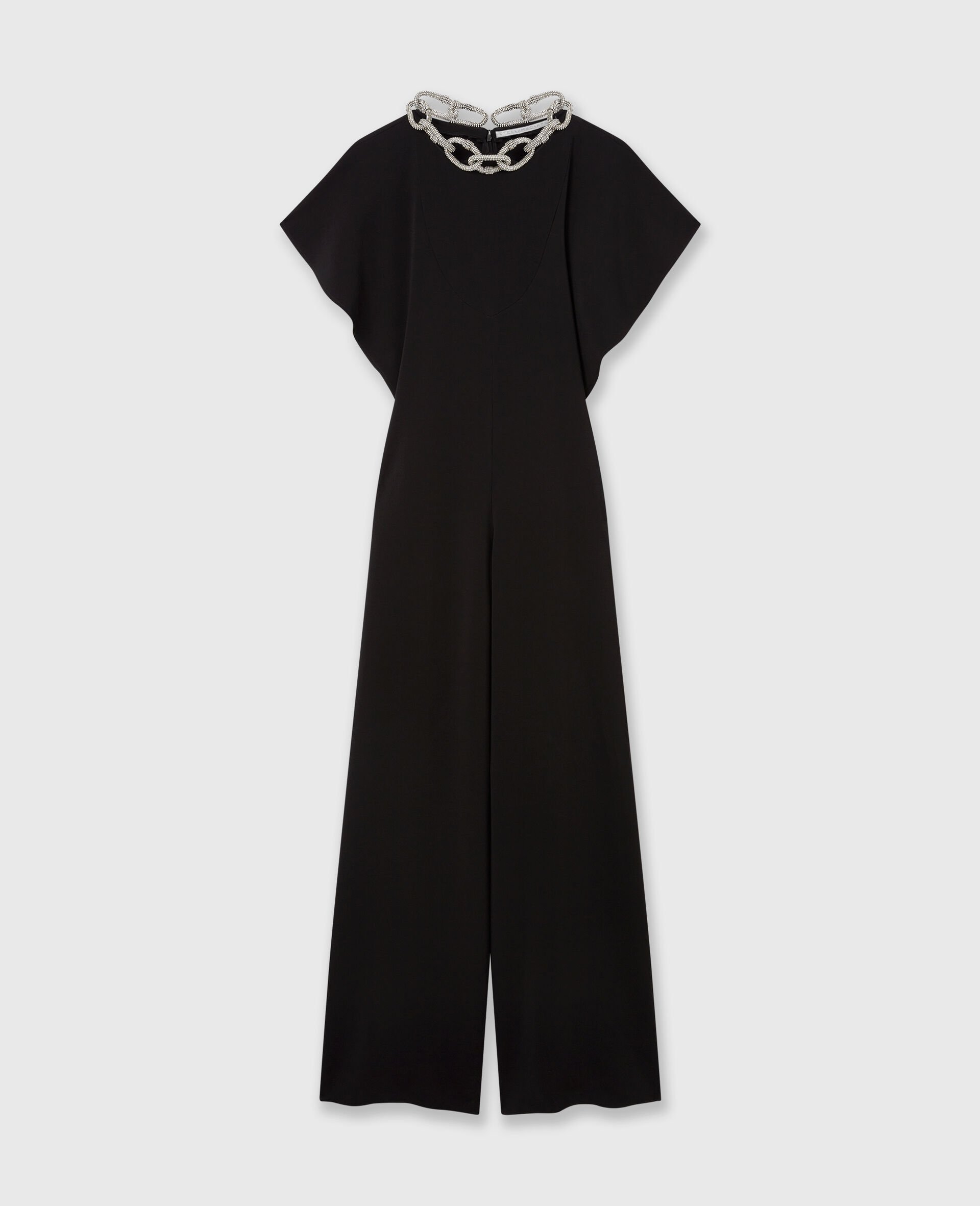Maxi-Jumpsuit mit Kristallkette-Schwarz-medium