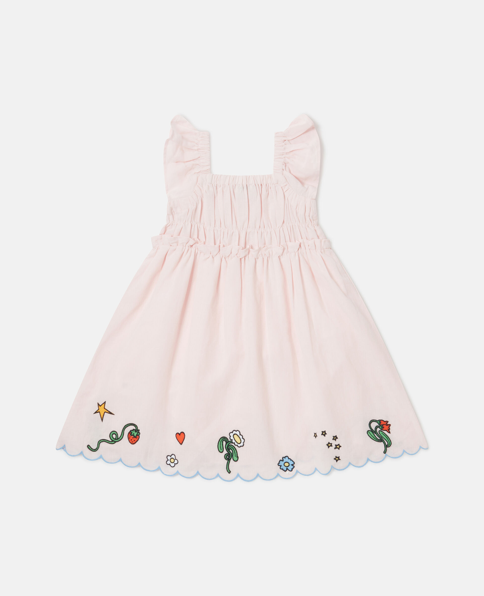 Kleid mit Blumenstickerei aus einer Leinenmischung-Rose-large image number 2