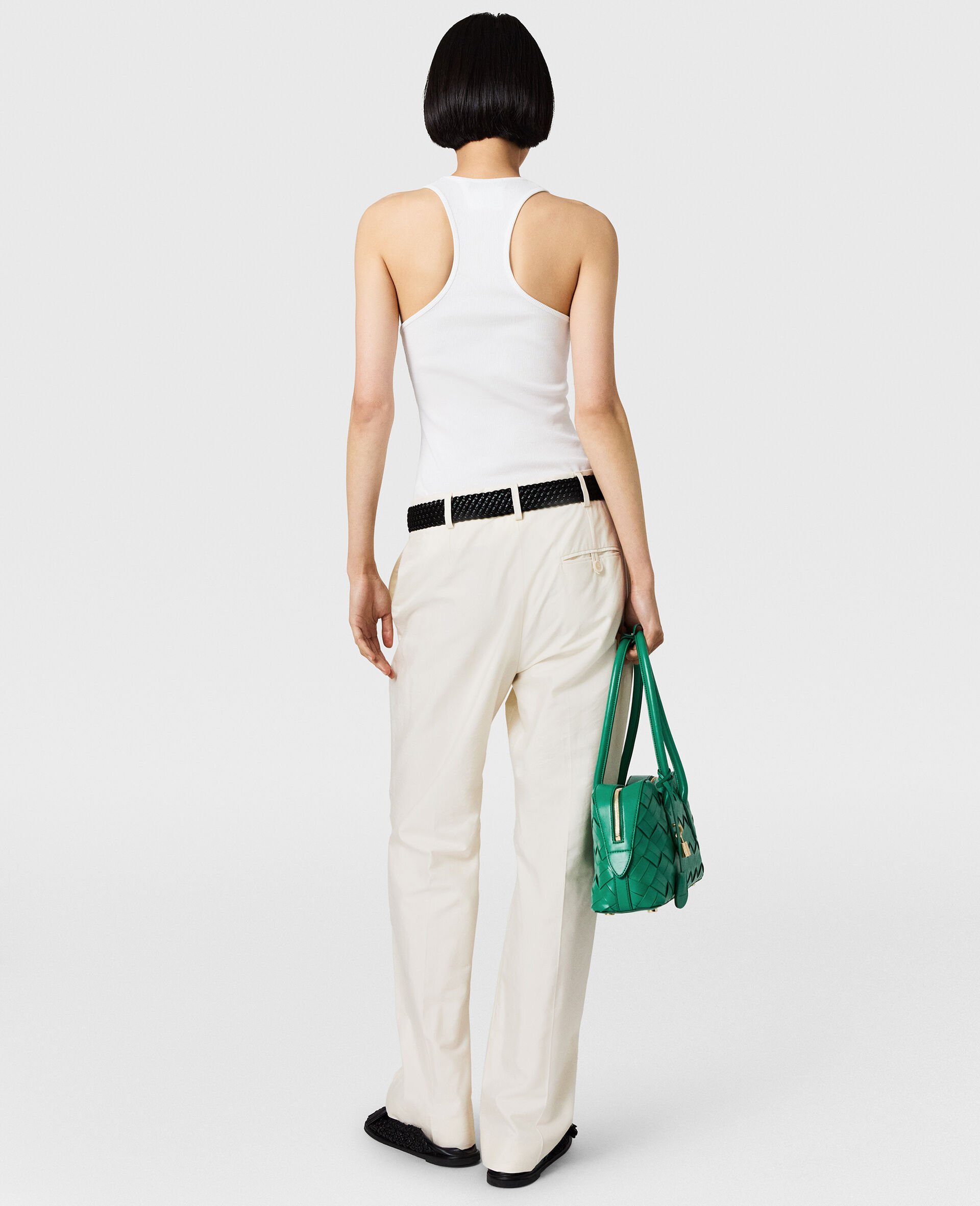 워시드 코튼 스트레이트 팬츠-Cream-large image number 3