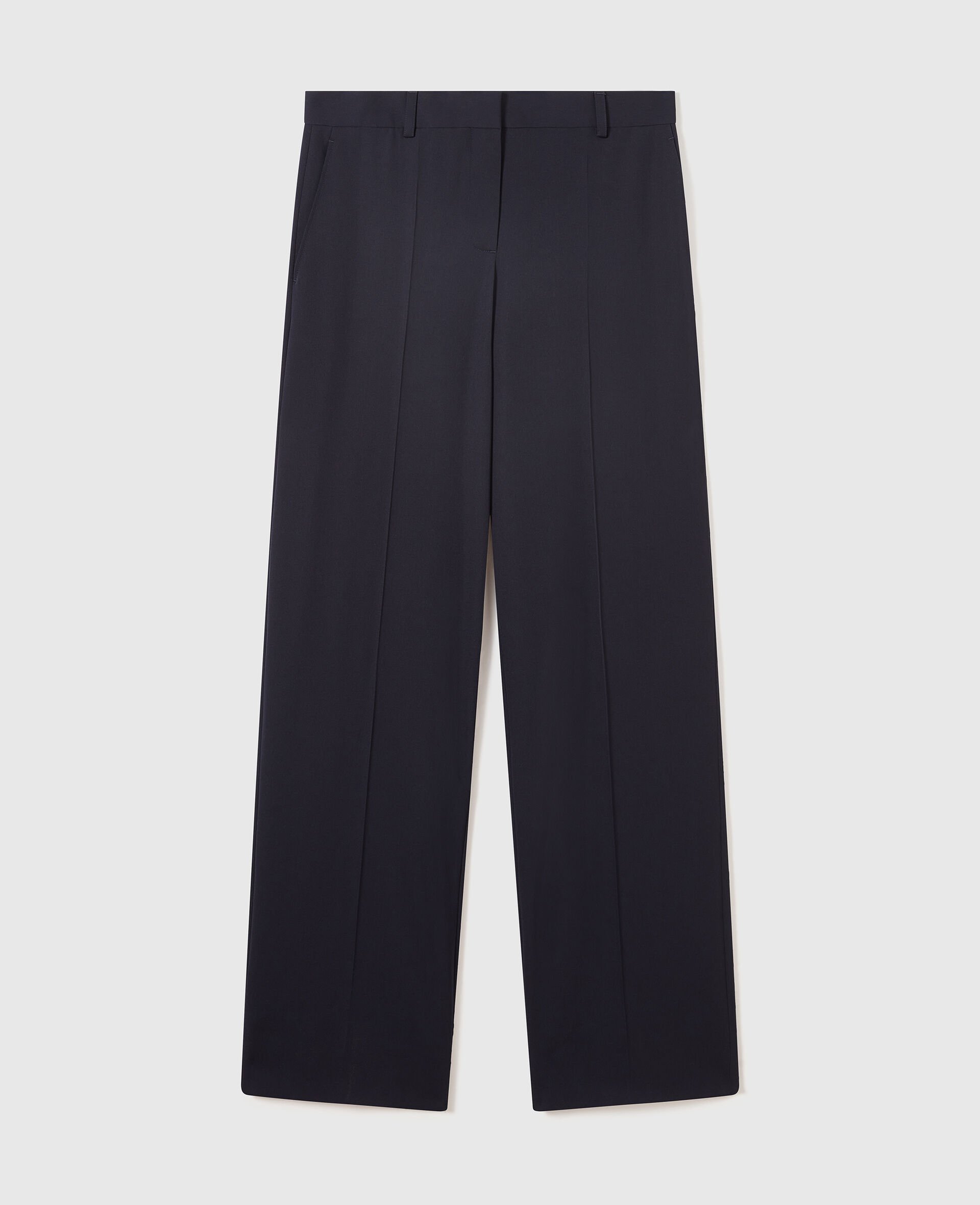 Pleated Wide-Leg Trousers-Blue-medium