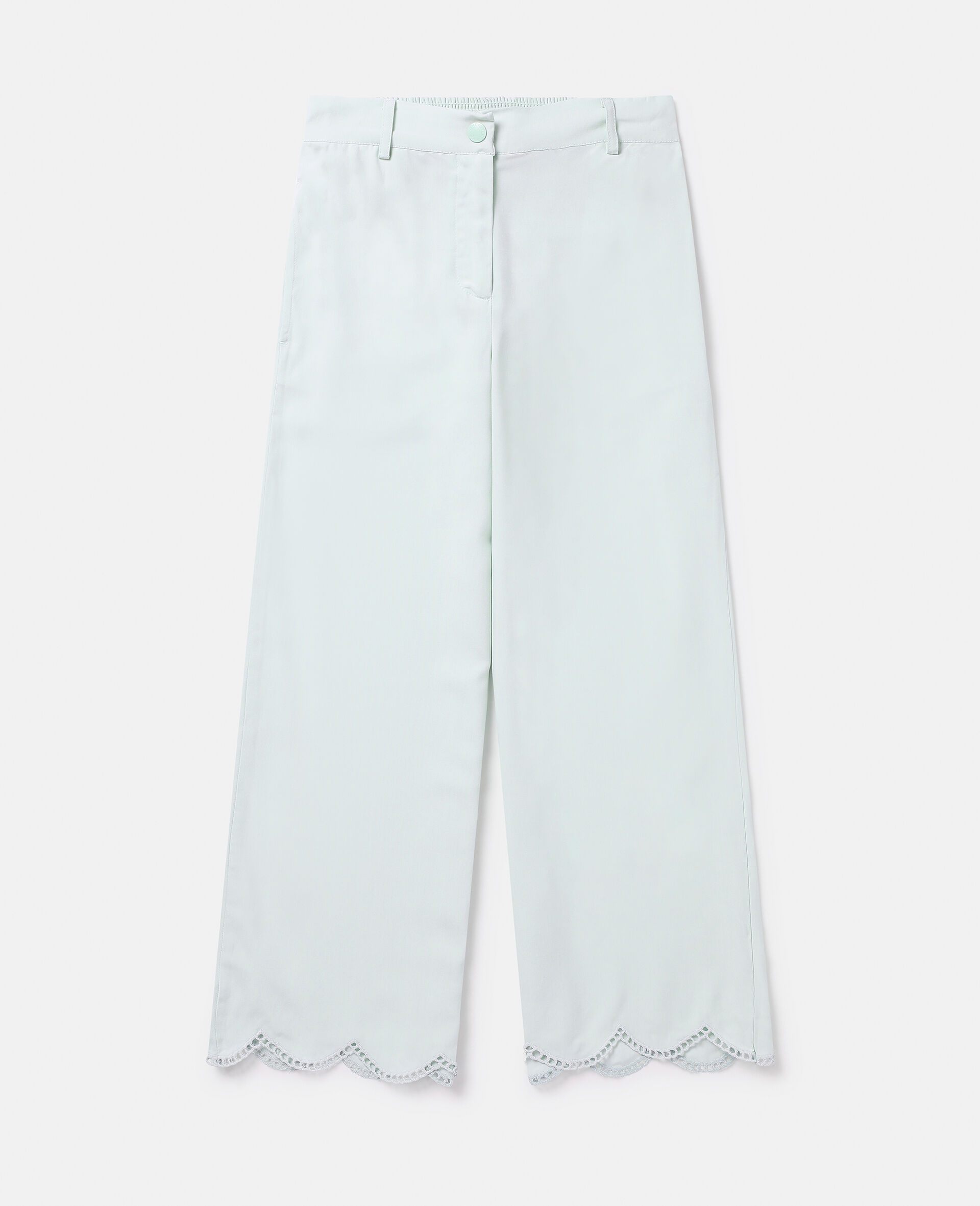 Scalloped Edge Wide Leg Trousers-绿色-large image number 0