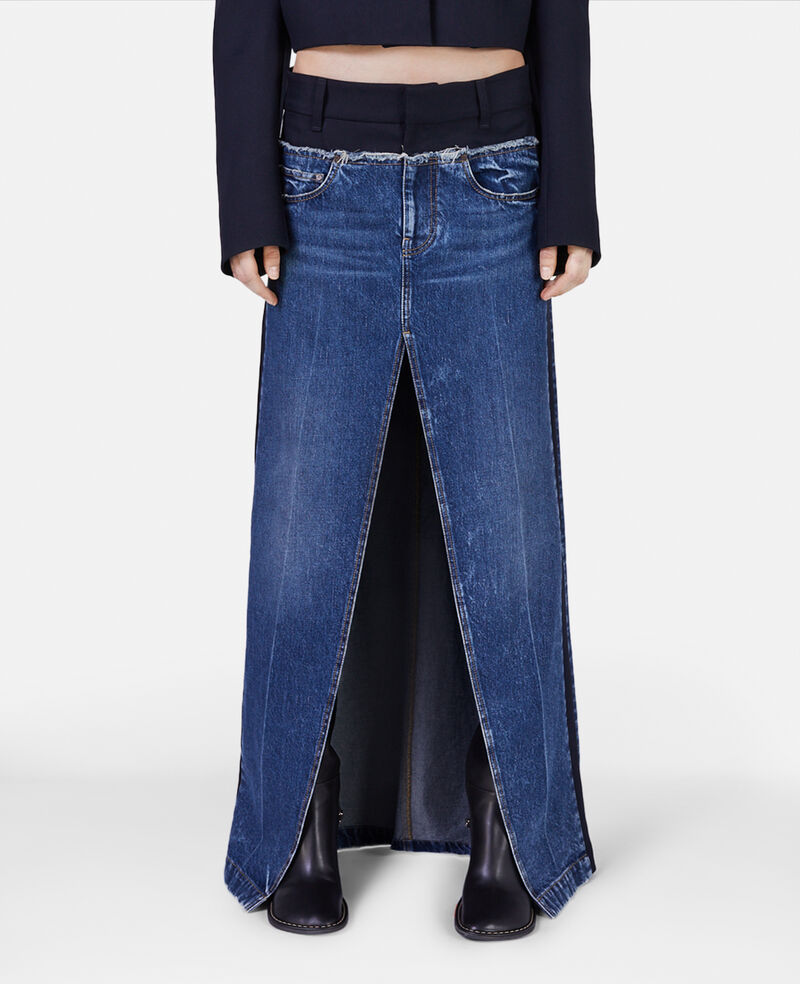 Gonna a pannelli maxi in denim e twill-Fantasia-large image number 3