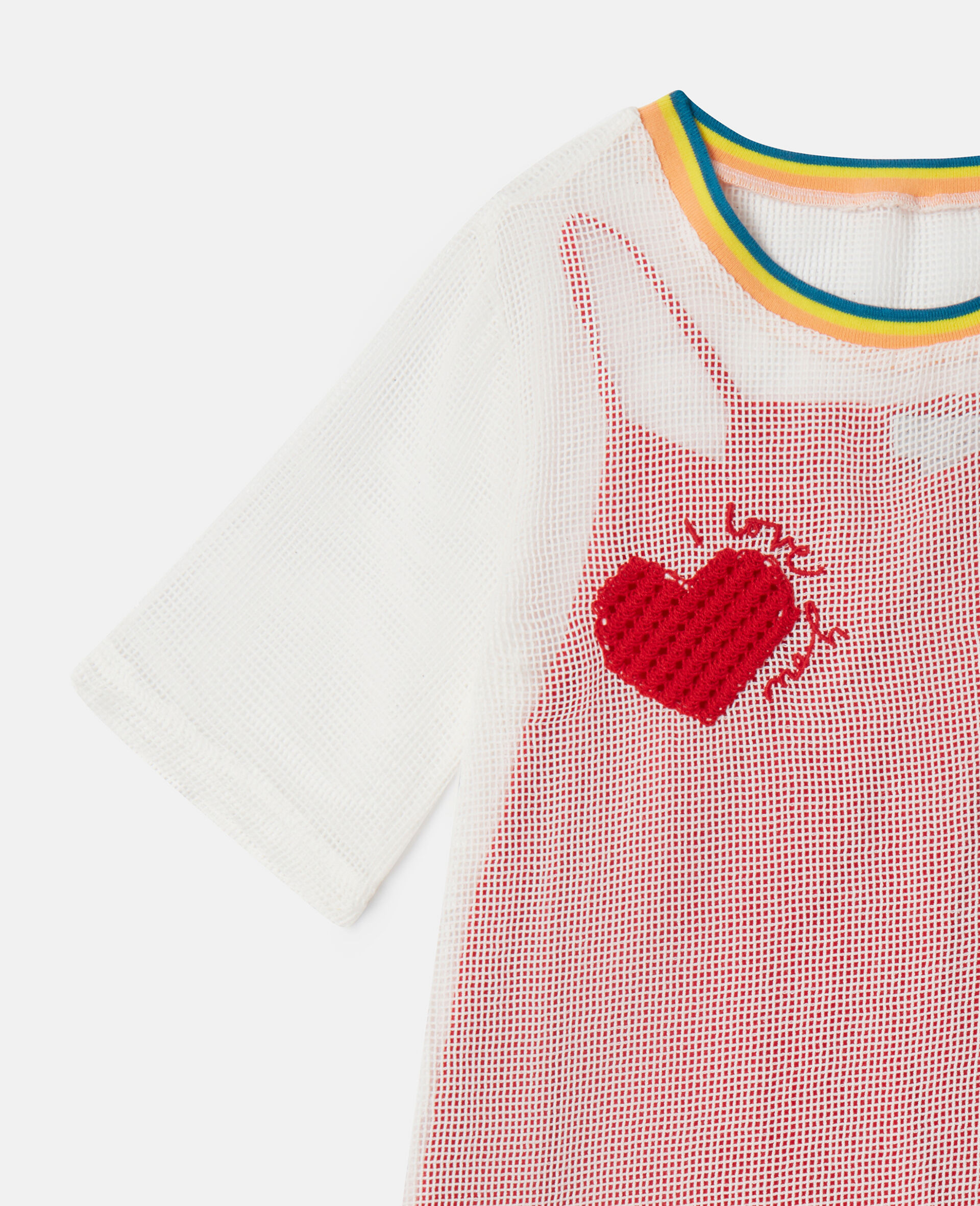 Heart Mesh T-shirt Dress-Multicolour-large image number 3