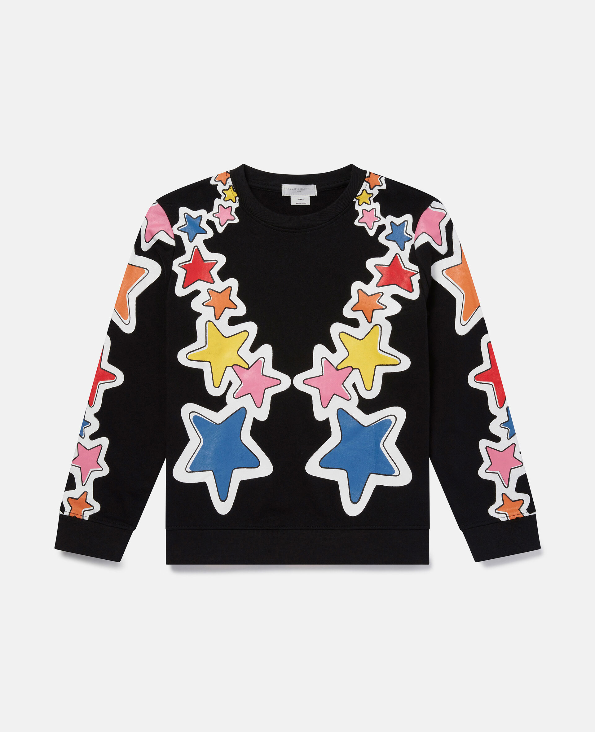 Cosmic Star Print Fleece Sweatshirt-Black-large