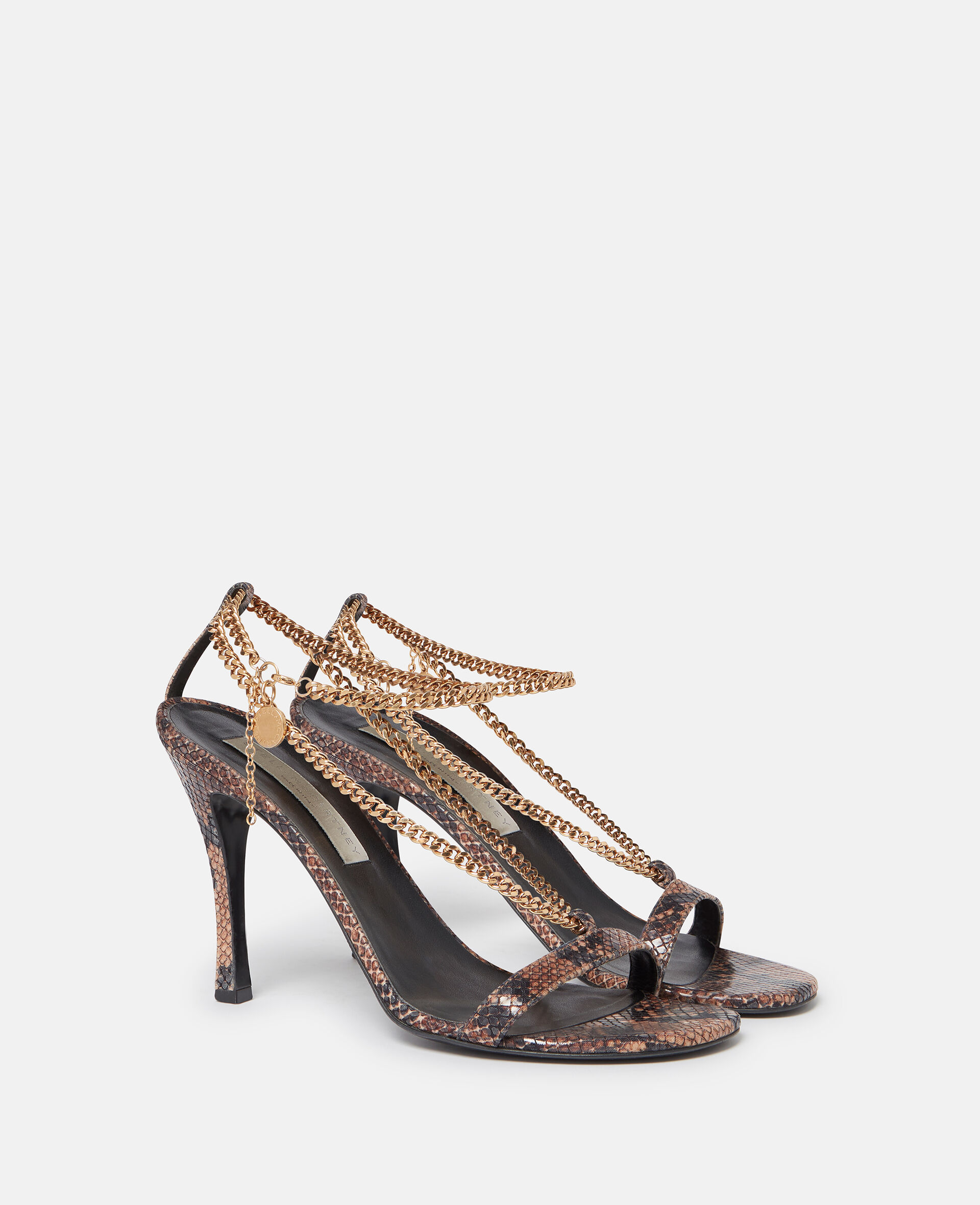Stella 100 Python Print Heeled Sandals-Brown-large image number 1