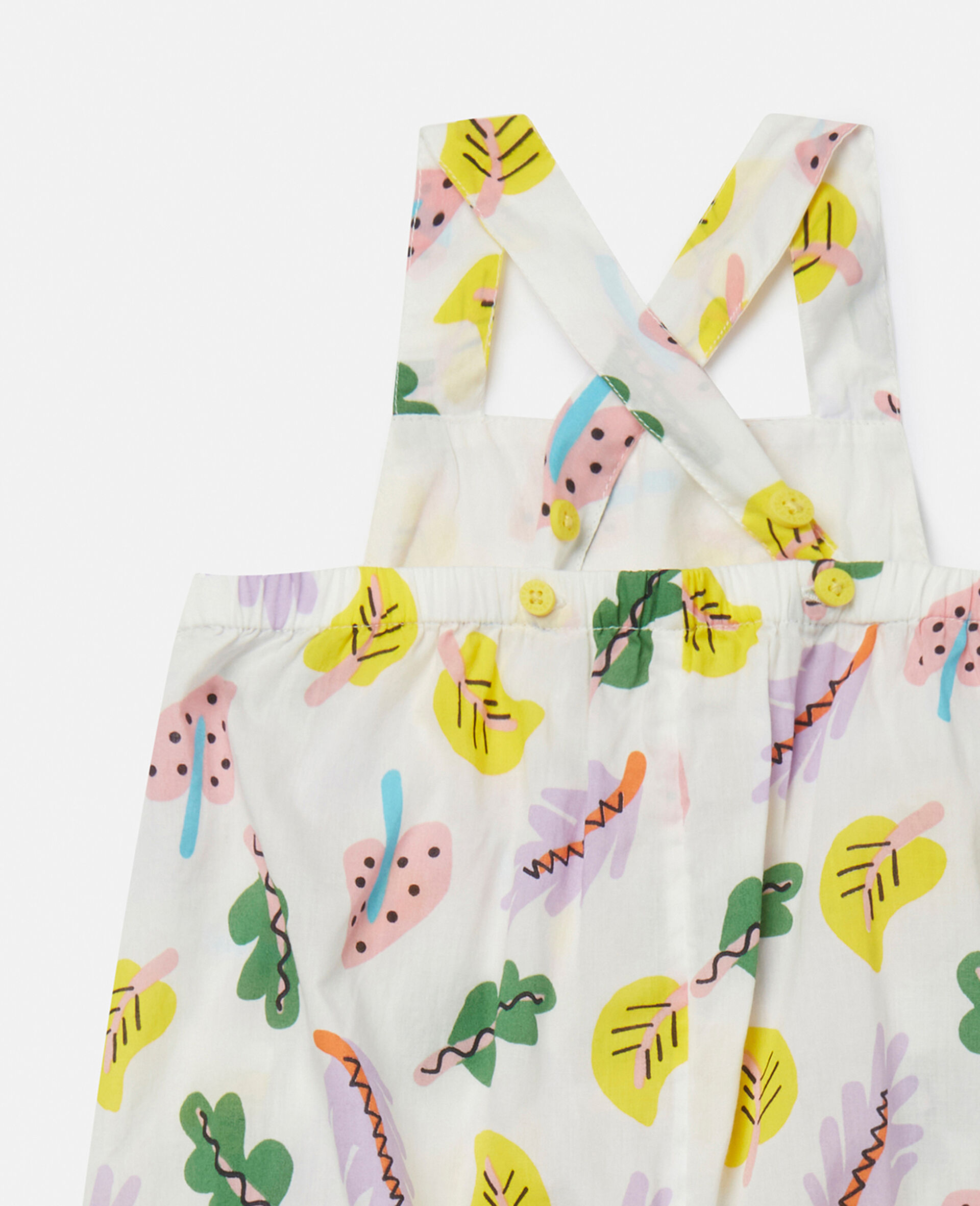 Baby Palm Leaf Print Jumpsuit-White-large image number 3