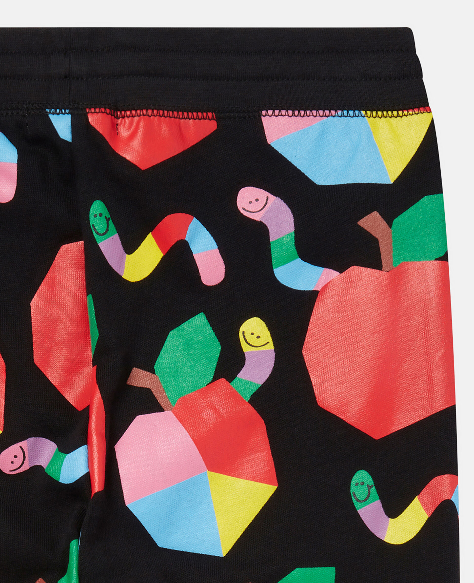 Apples & Worms Print Fleece Joggers-Black-large image number 3