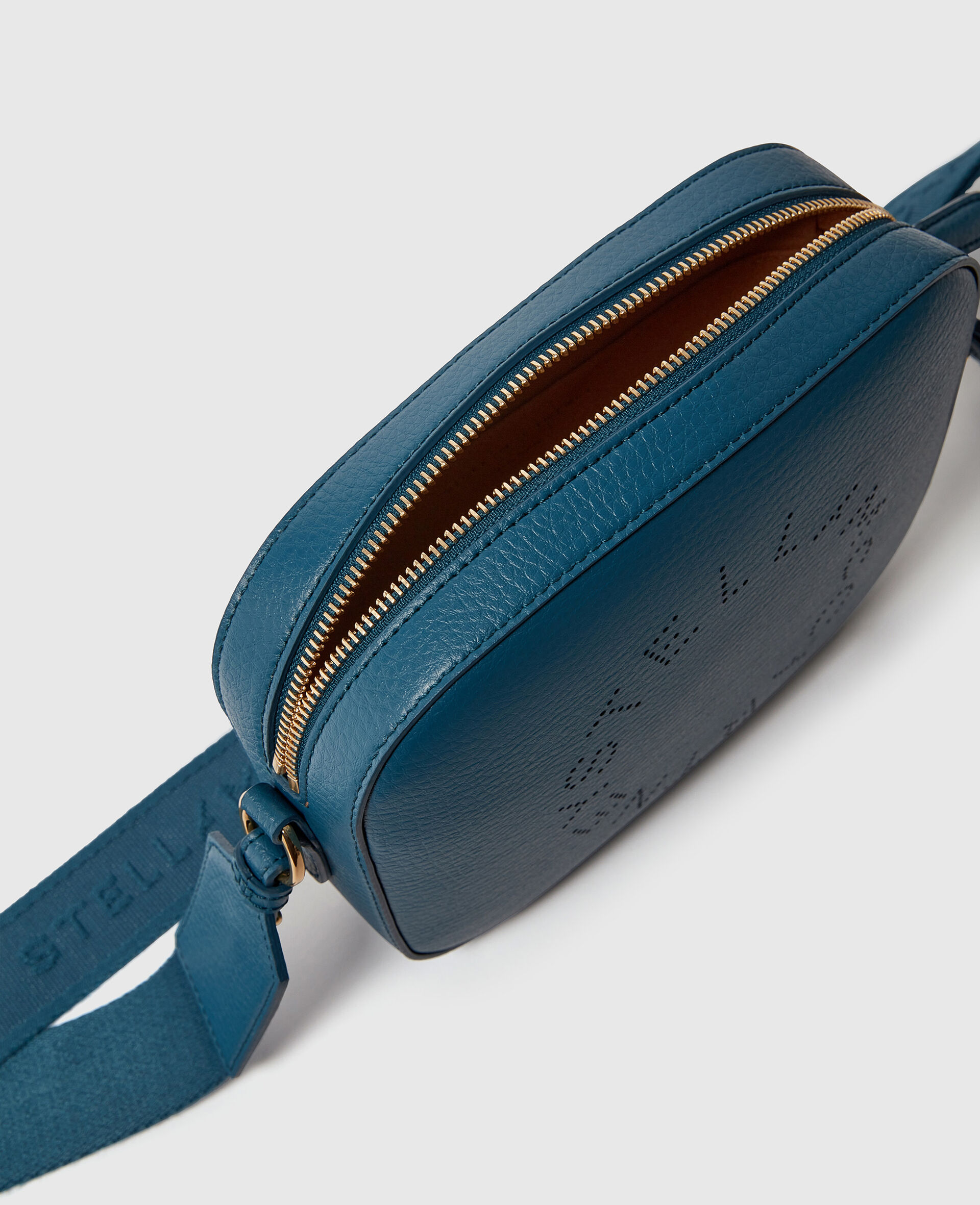 Camera Bag a Tracolla con Logo-Blu-large image number 3