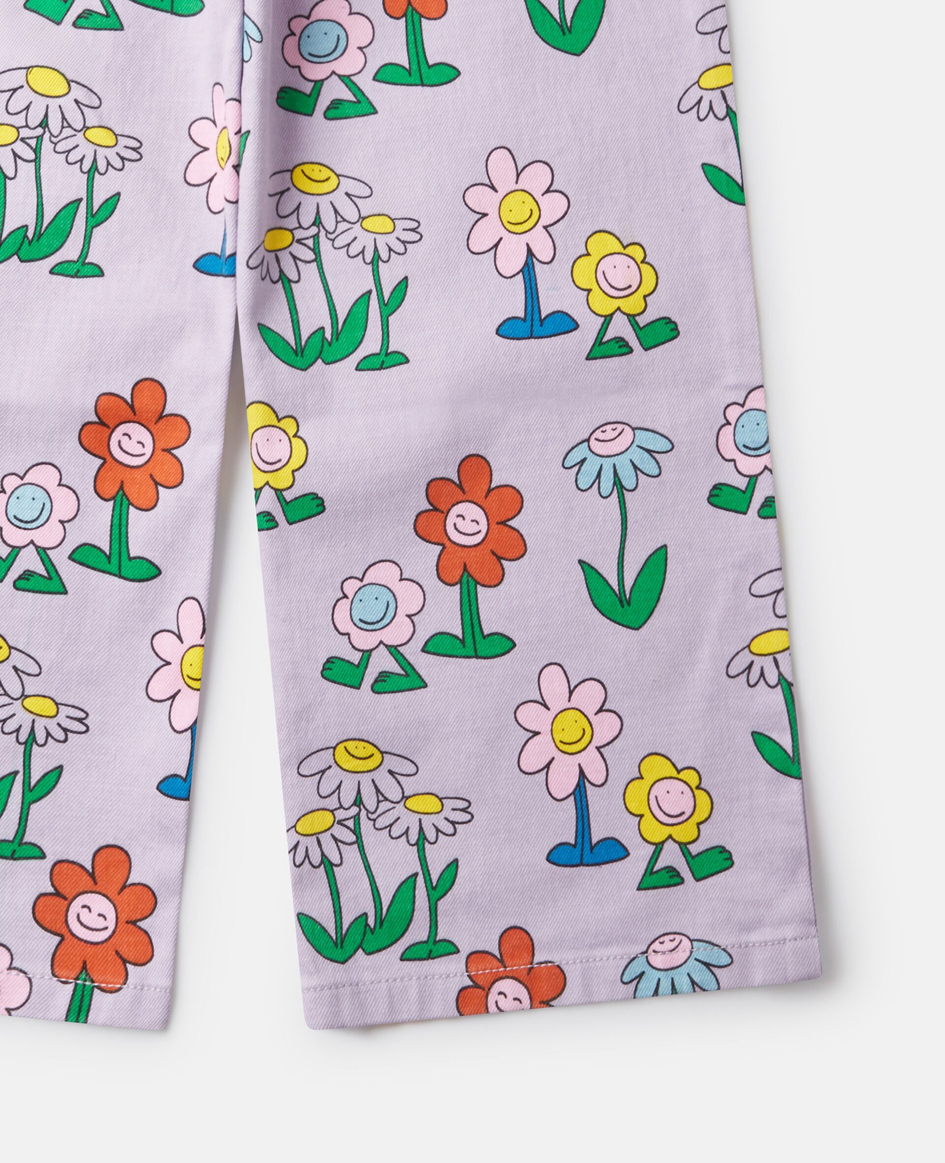 Flower Print Straight-Leg Denim Jeans-Purple-large image number 4