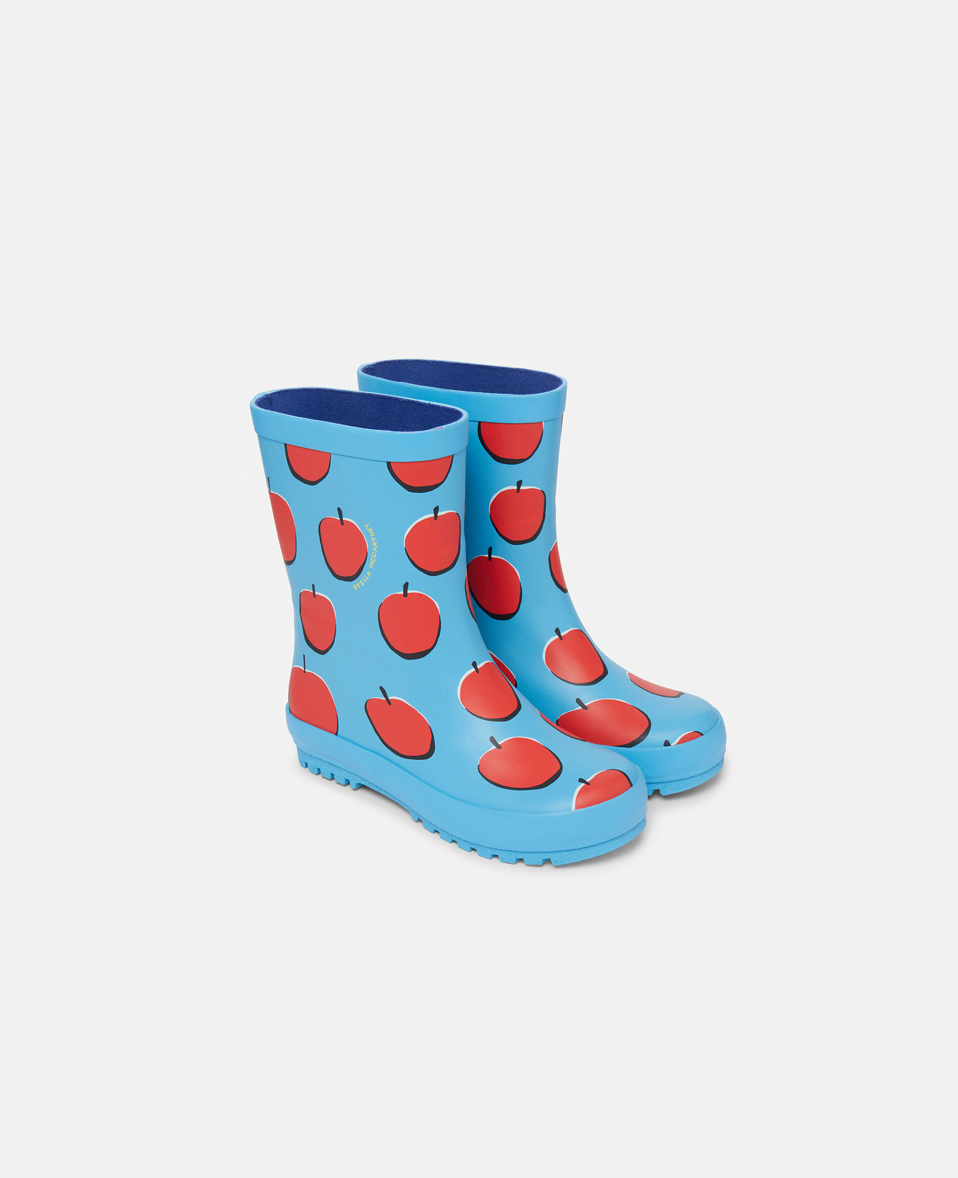 Apple Print Rubber Rain Boots-Blue-large image number 3