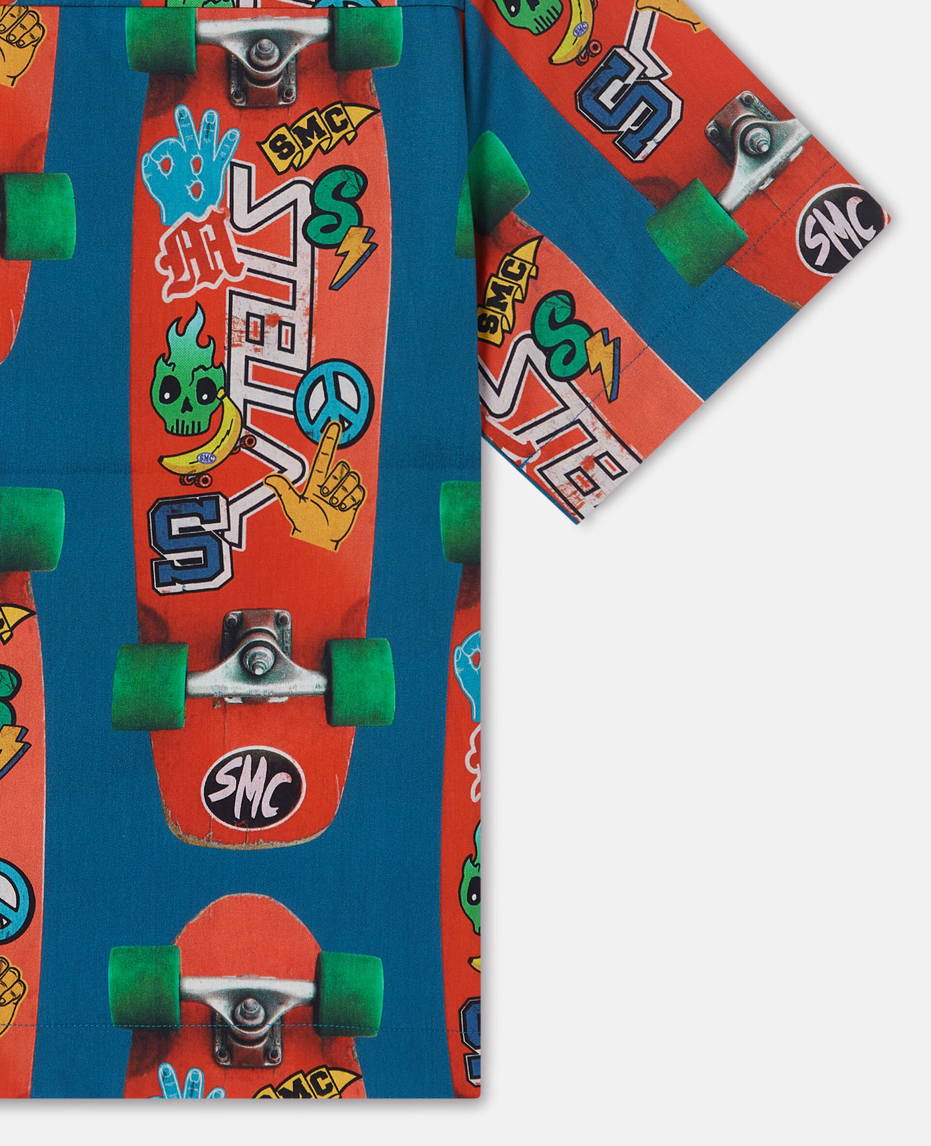 Skateboard Print Short Sleeve Shirt-Red-large image number 3