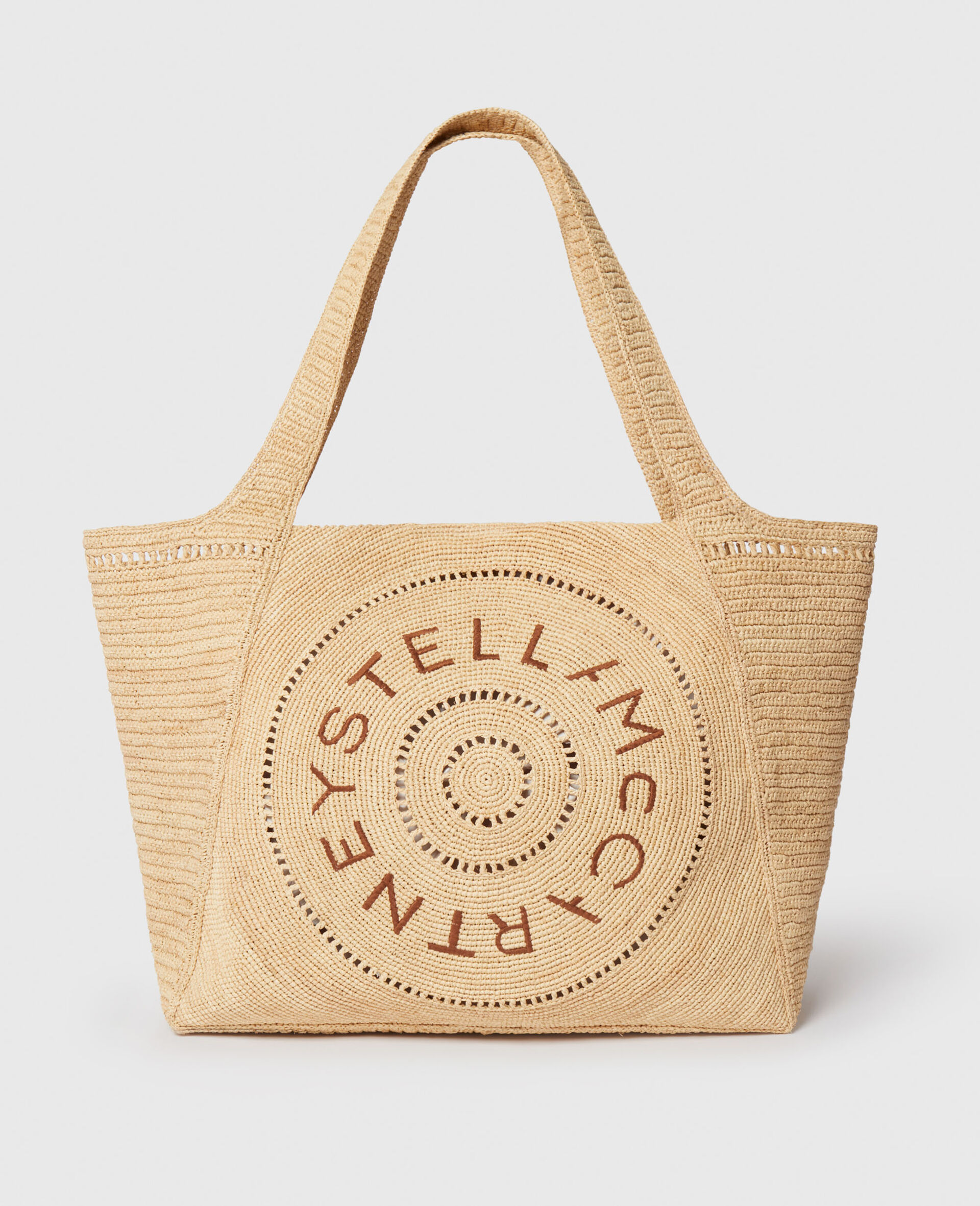 Logo Raffia Large Tote Bag-Beige-medium