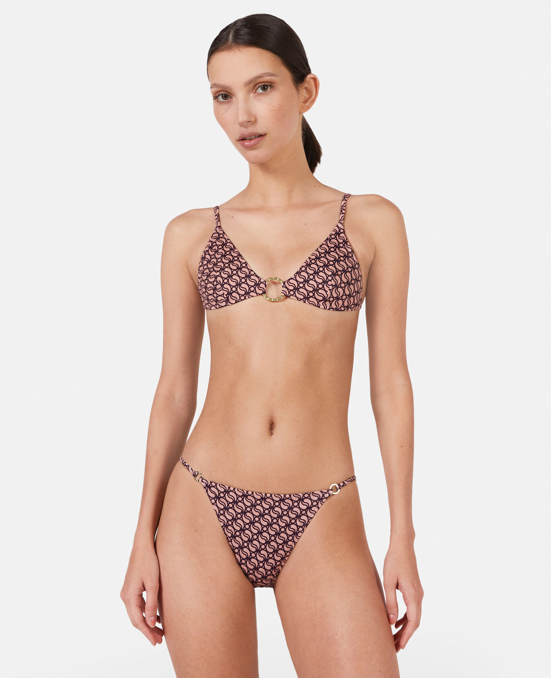S-Wave Print Triangle Bikini Top-Multicoloured-model