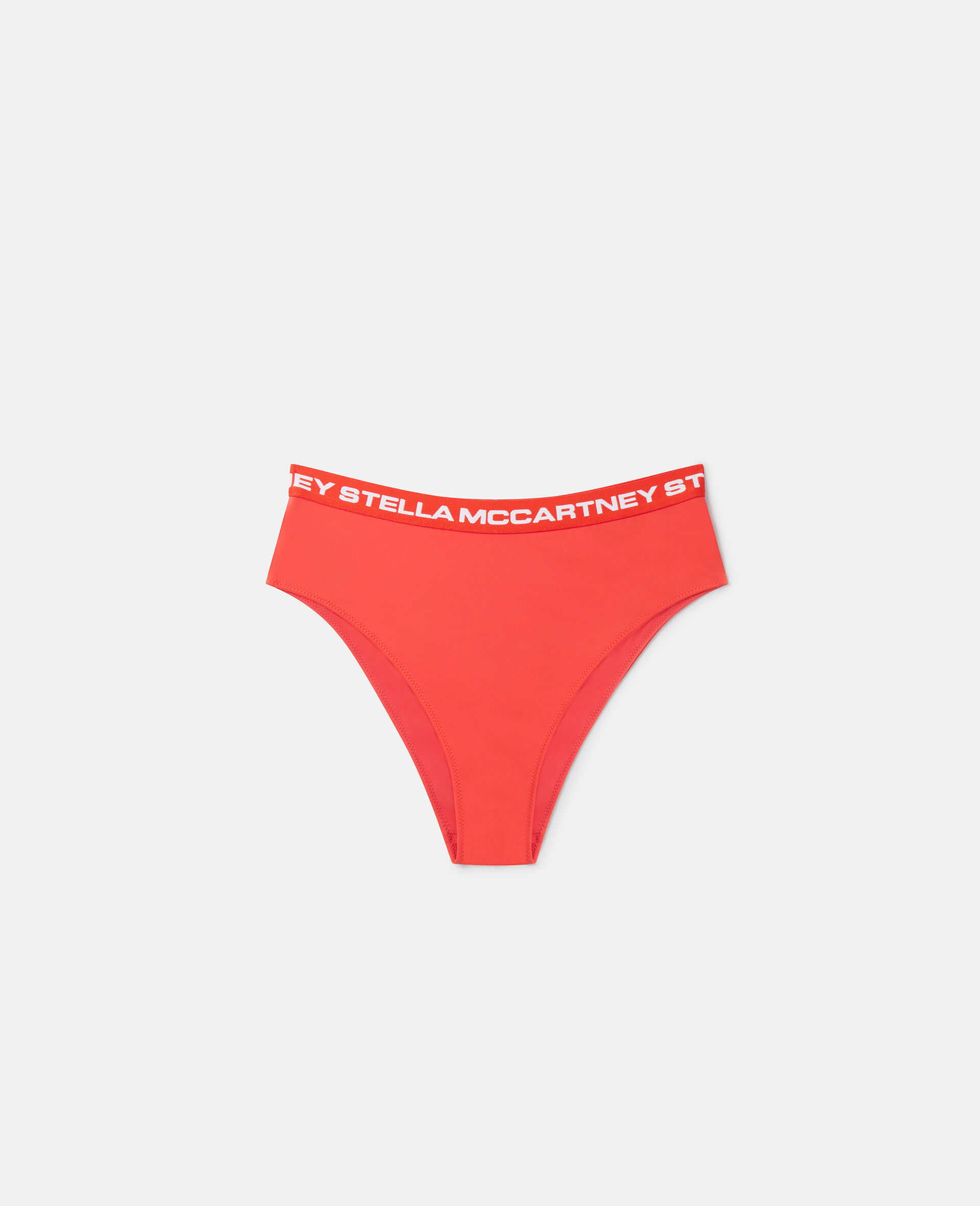 Slip bikini a vita alta con fascia con logo-Rosso-large image number 0