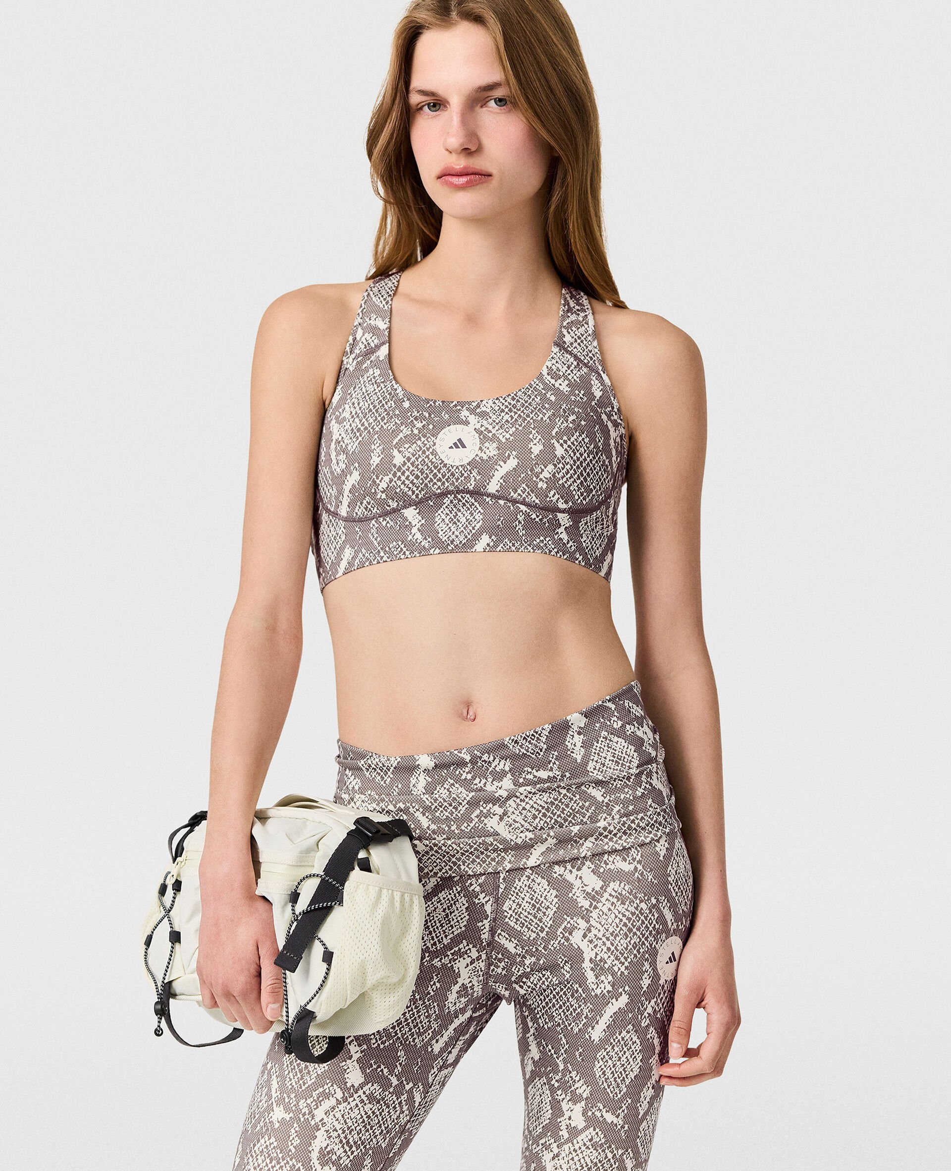 TruePurpose Power Impact Snake Print Training Bra-Beige-model