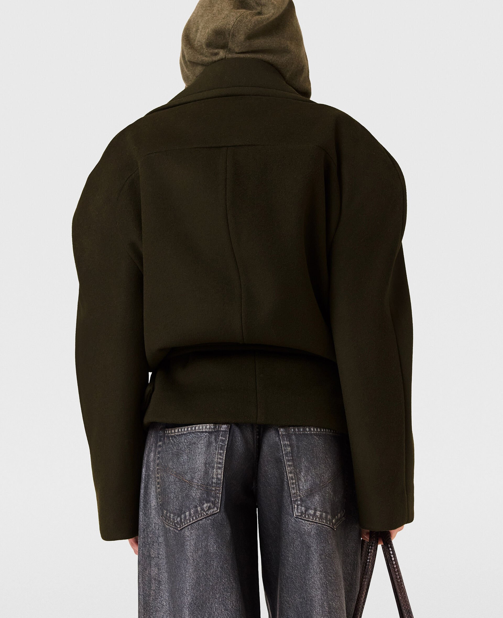 Cropped Belted Trench Jacket-Green-large image number 4