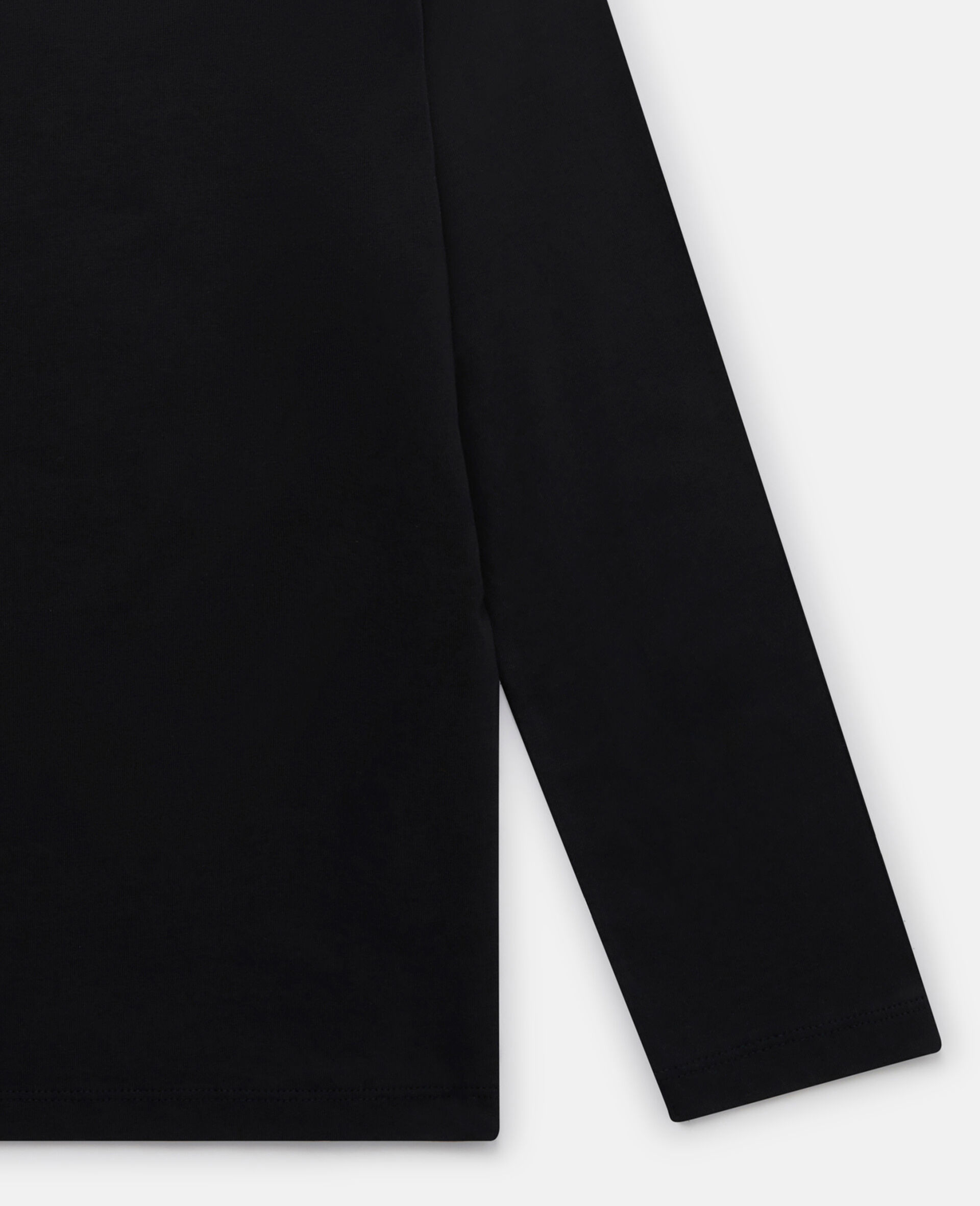 T shirt a manches longues avec broderie fleur-Noir-large image number 3