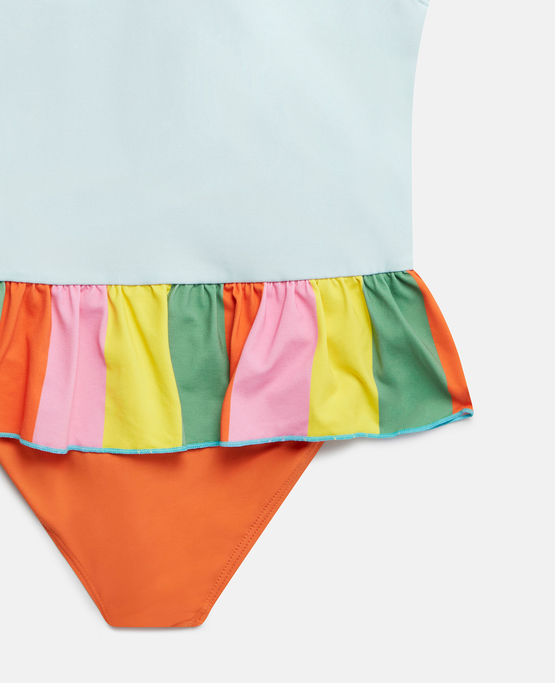 Double Parrot Print Frill Swimsuit-Blue-large image number 3