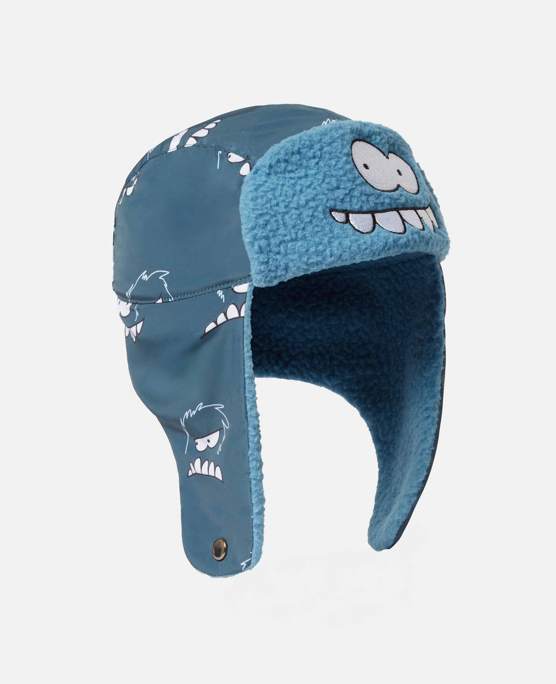 Monster Graphic Flap Hat-Blue-medium