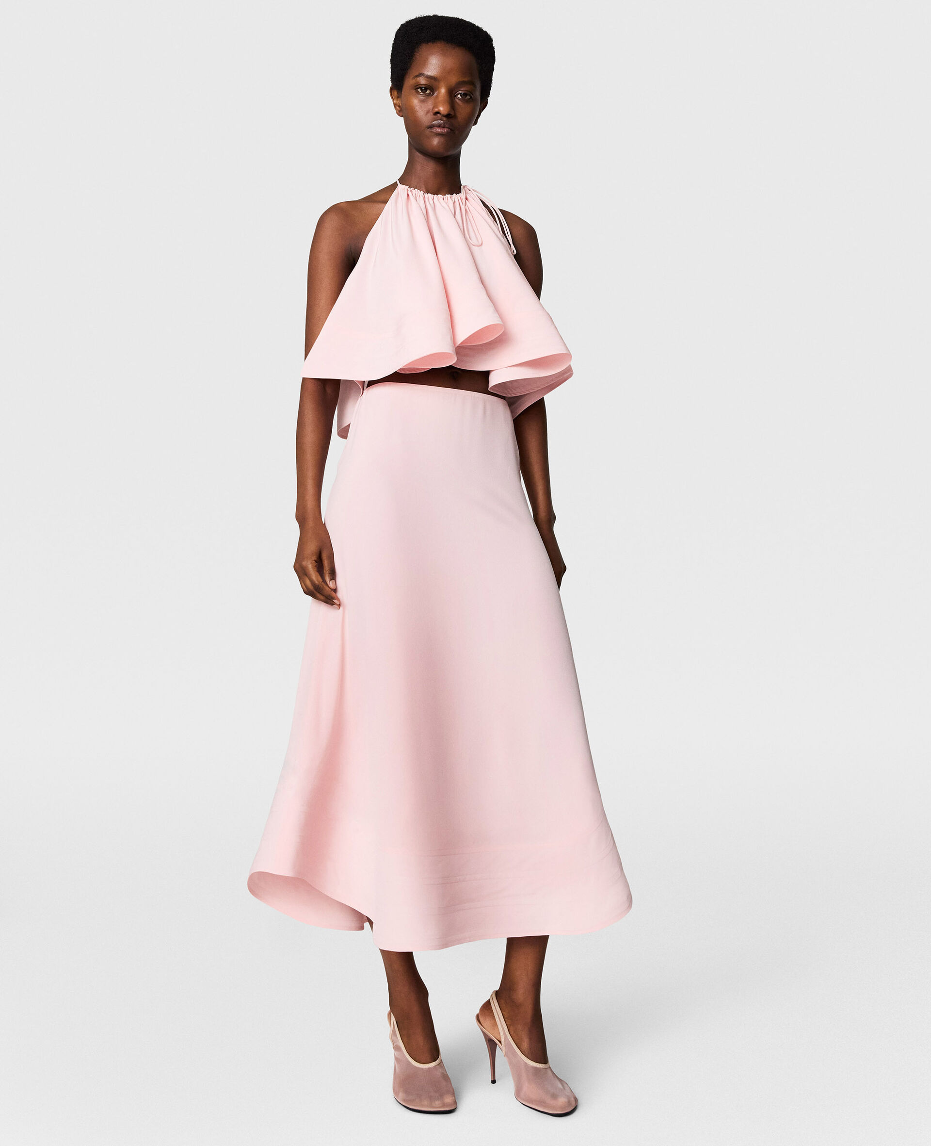 Silk Midi Skirt-Pink-large image number 1