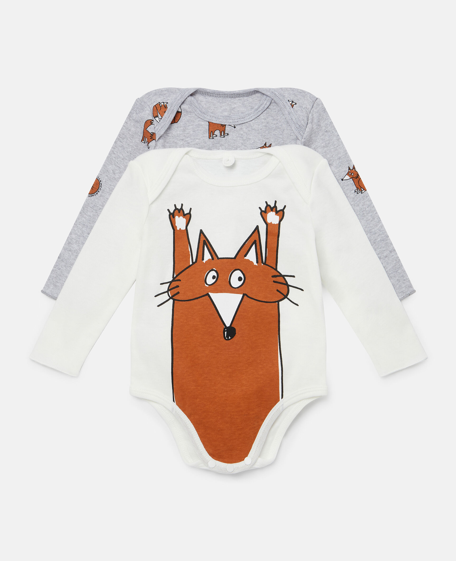 Cotton Ribbed Fox Bodysuit Set-Multicoloured-large image number 0