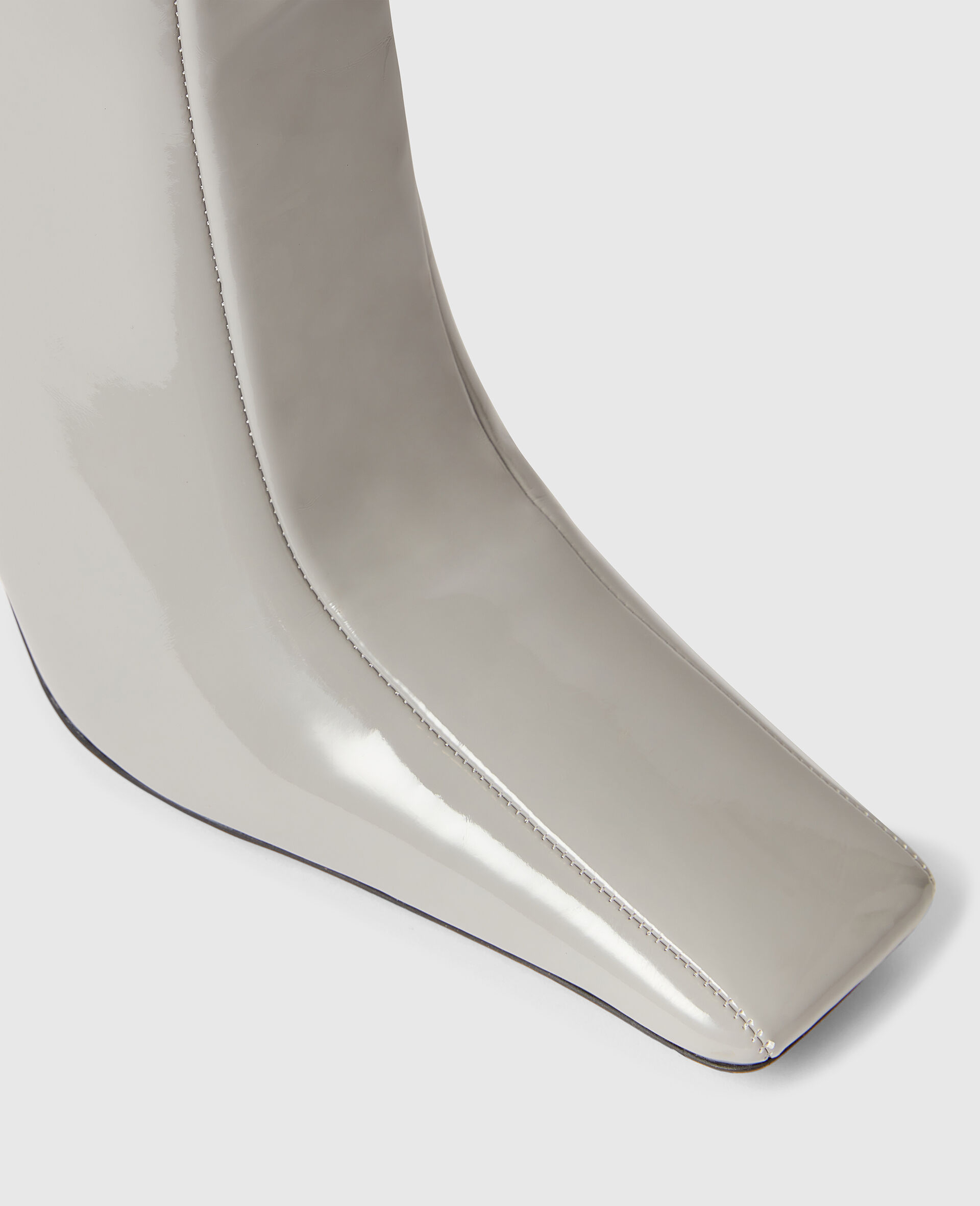 Square-Toe Patent Thigh-High Stiletto  Boots-Grey-large image number 3