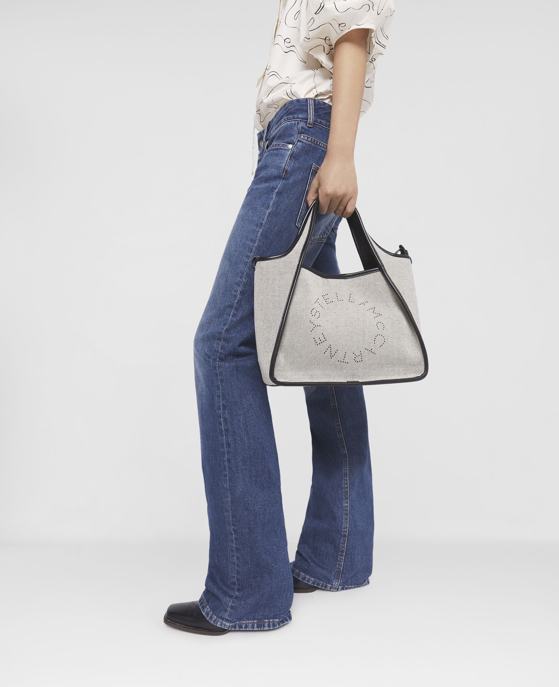Stella Logo Cotton Canvas Crossbody Bag-Black-large image number 1