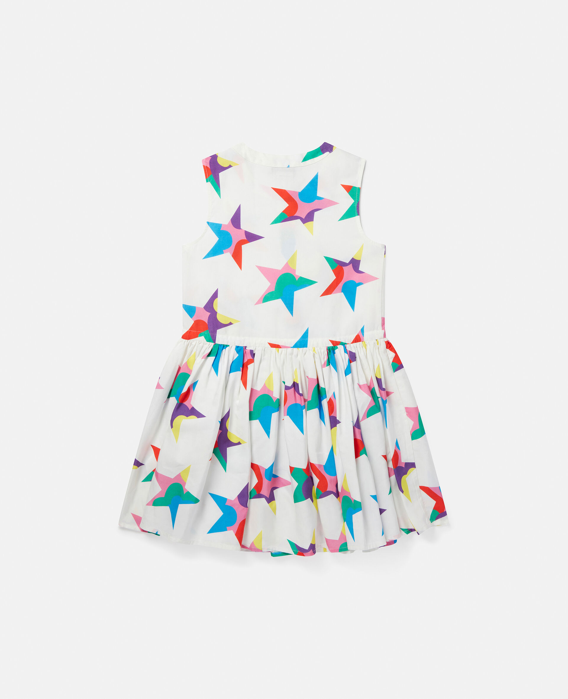 Star Print Sleeveless Shirt Dress-White-large image number 2