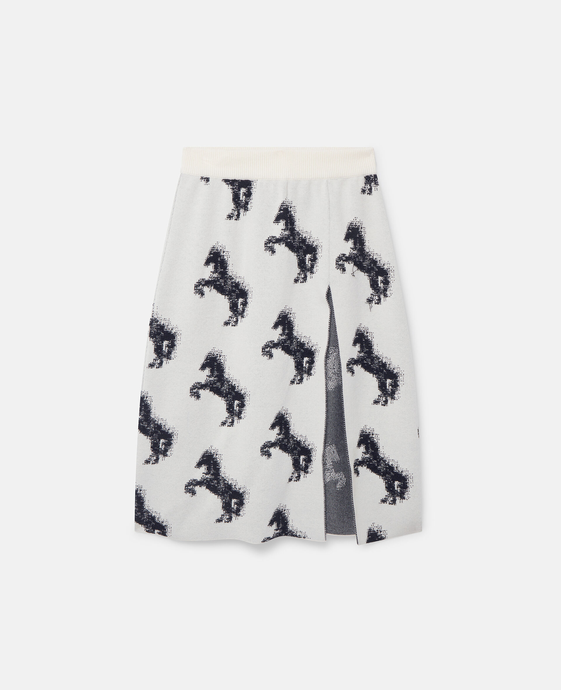 Pixel Horse Jacquard Skirt-White-medium